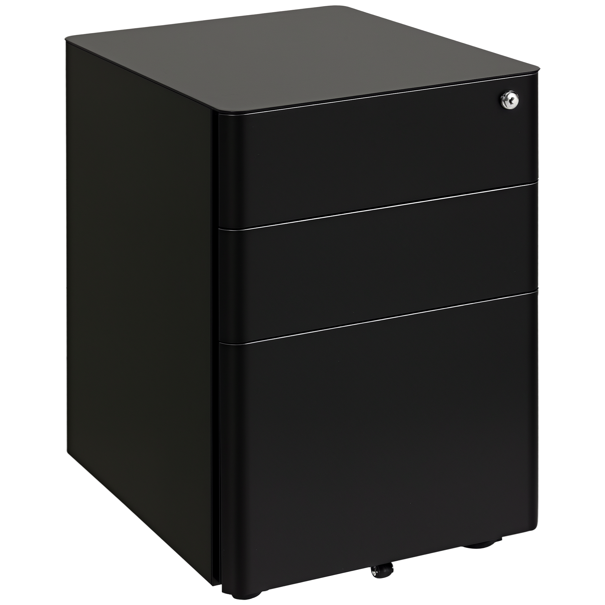 Vinsetto Lockable Cabinet, Rolling Filing Cabinet with 3 Drawers, Steel Office Drawer Unit for A4, Letter, Legal Sized Files