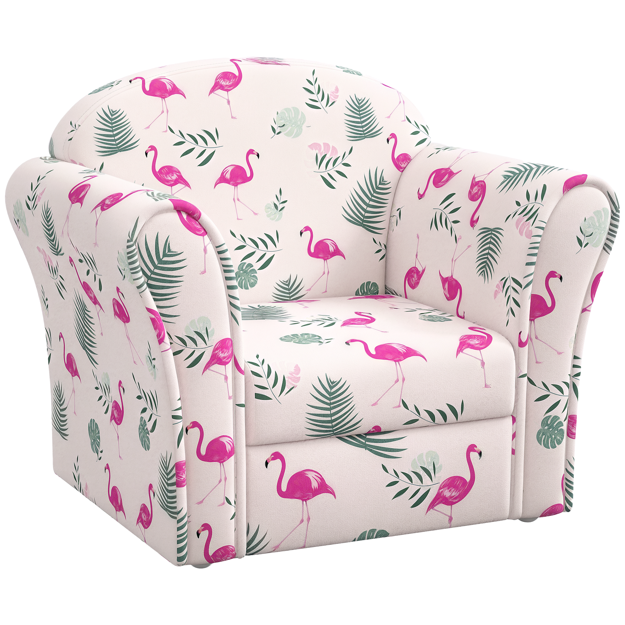 AIYAPLAY Kids Armchair with Flamingo Design, Wooden Frame, for Bedroom