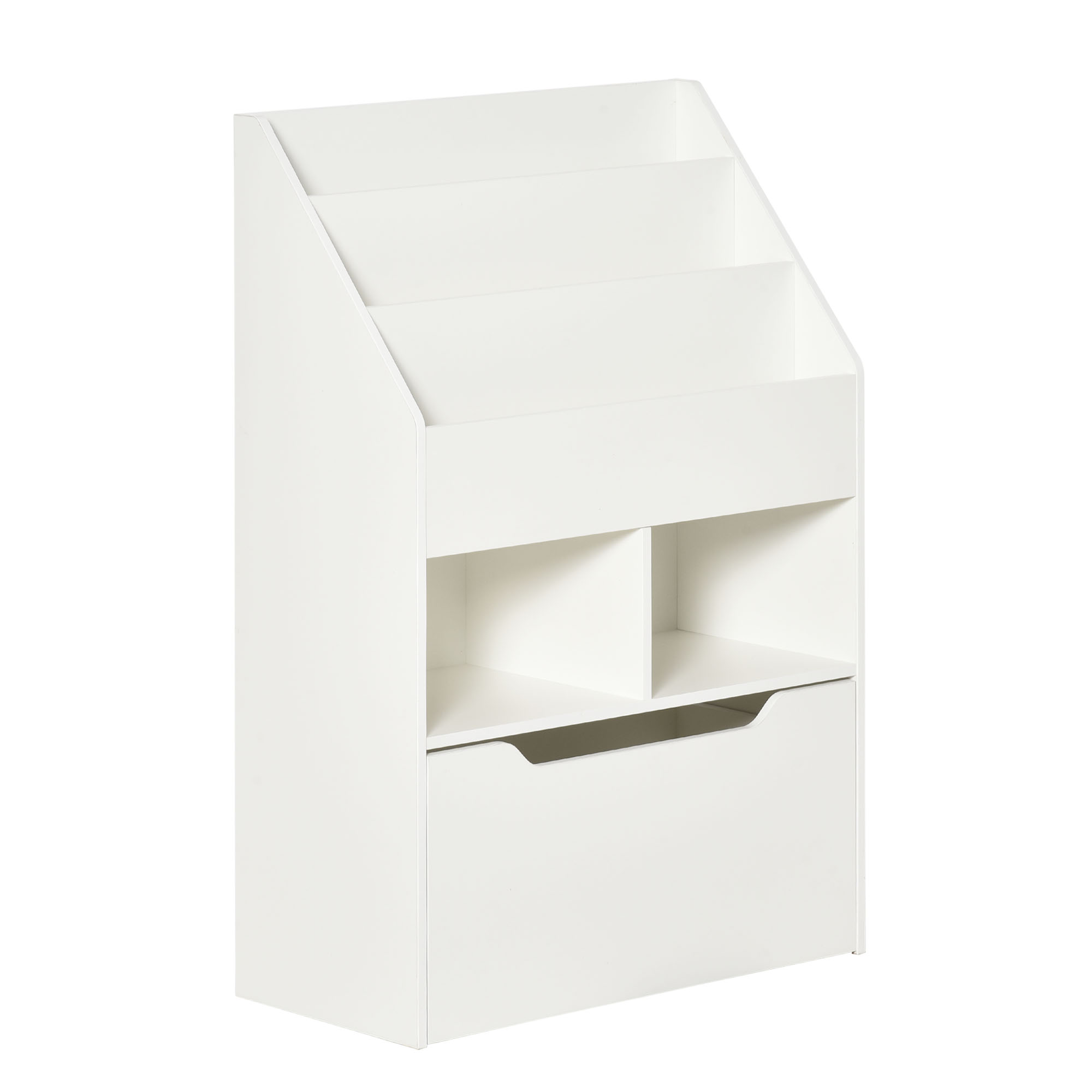 HOMCOM Kids' Bookshelf: Children's Storage Unit with Toy Drawer & Wheels, Room Organiser, White  ... from Aosom