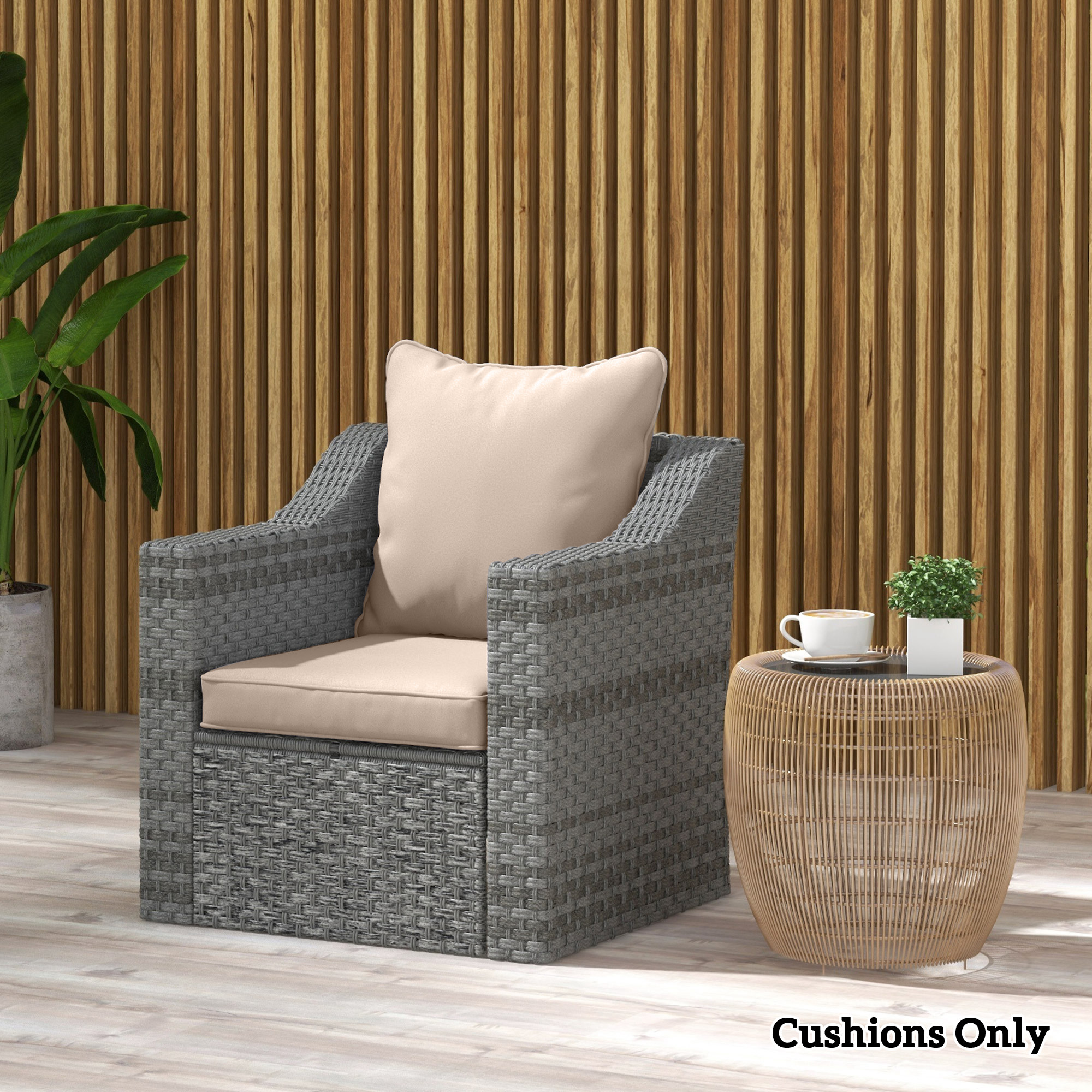 Outsunny Seat and Back Padded Cushion Set, CUSHION ONLY Beige 9