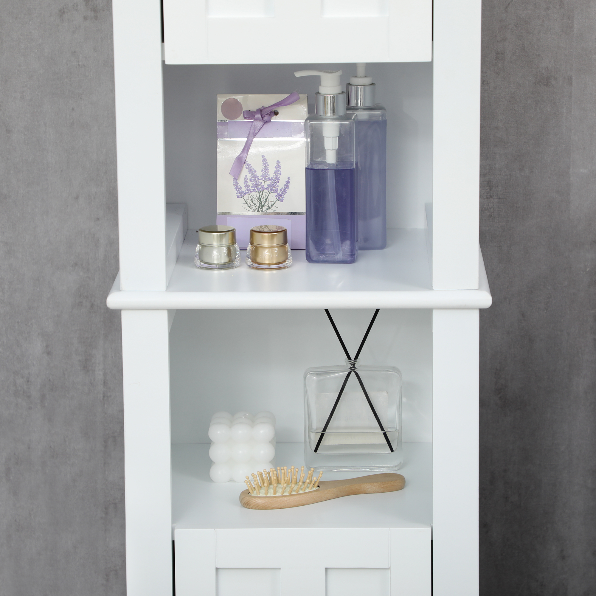 Armoire Salle De Bain Haute Kleankin - Avec Miroir, 2 Portes, étagères Réglables - Blanc 30x28x170cm - Rangement étroit
