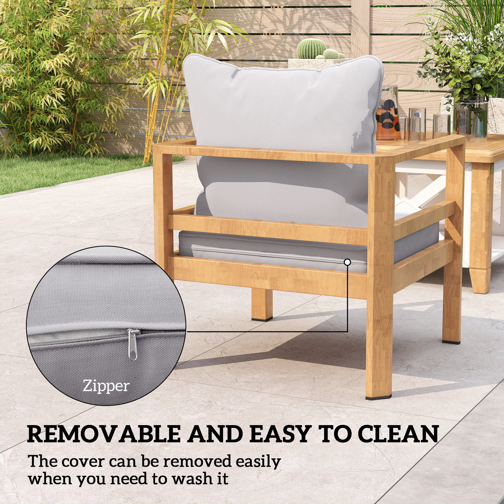 Outsunny Seat and Back Padded Cushion Set, CUSHION ONLY Light Grey 7