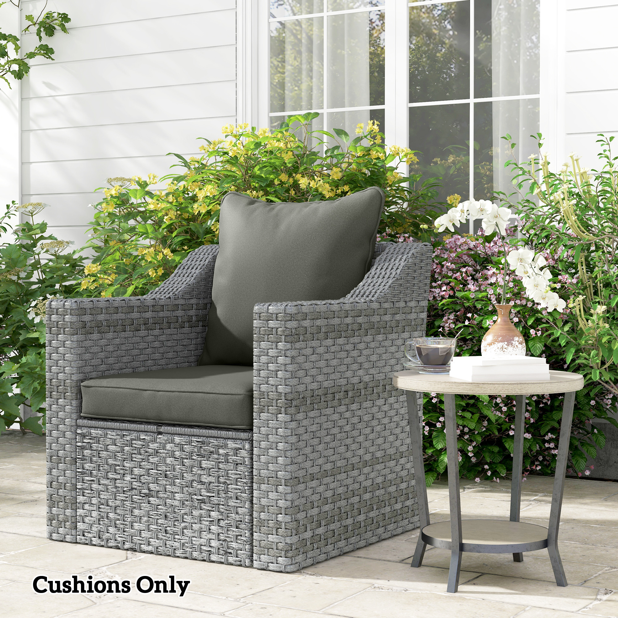 Outsunny Seat and Back Padded Cushion Set, CUSHION ONLY Charcoal Grey 8