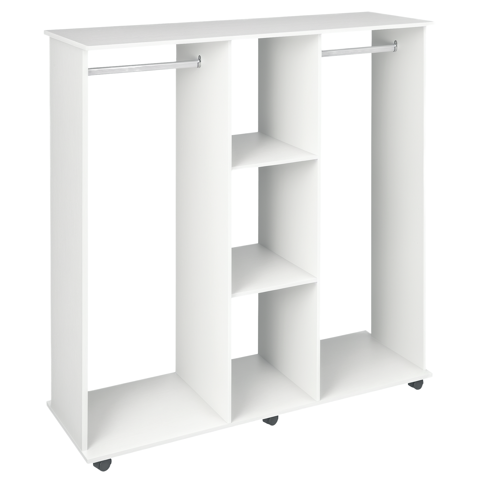 HOMCOM Dulap cu 5 Rafturi și 6 Roți, 120x40x128 cm, Negru | Aosom Romania