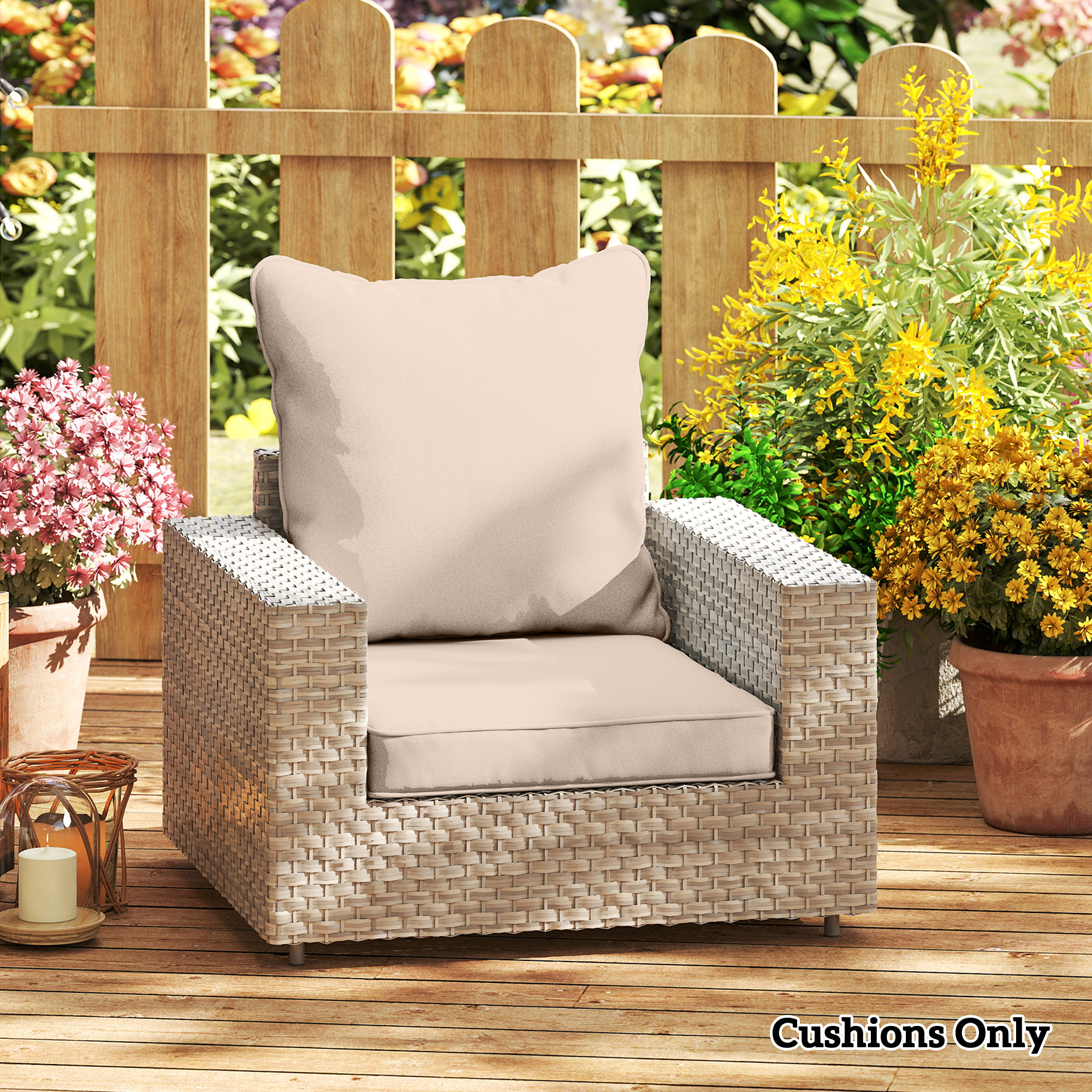 Outsunny Seat and Back Padded Cushion Set, CUSHION ONLY Beige 8