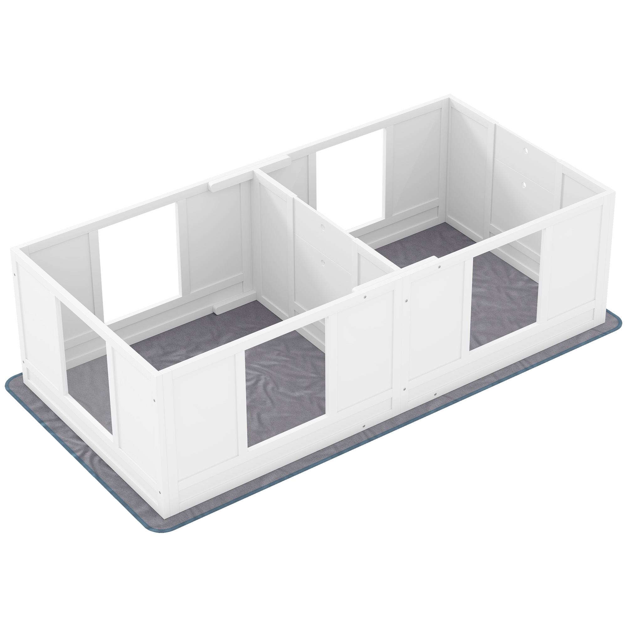 PawHut Whelping Box for Dogs with Whelping Pad, Adjustable Entrance, Non-slip Foot Pads, for Large Dogs, 124 x 120cm