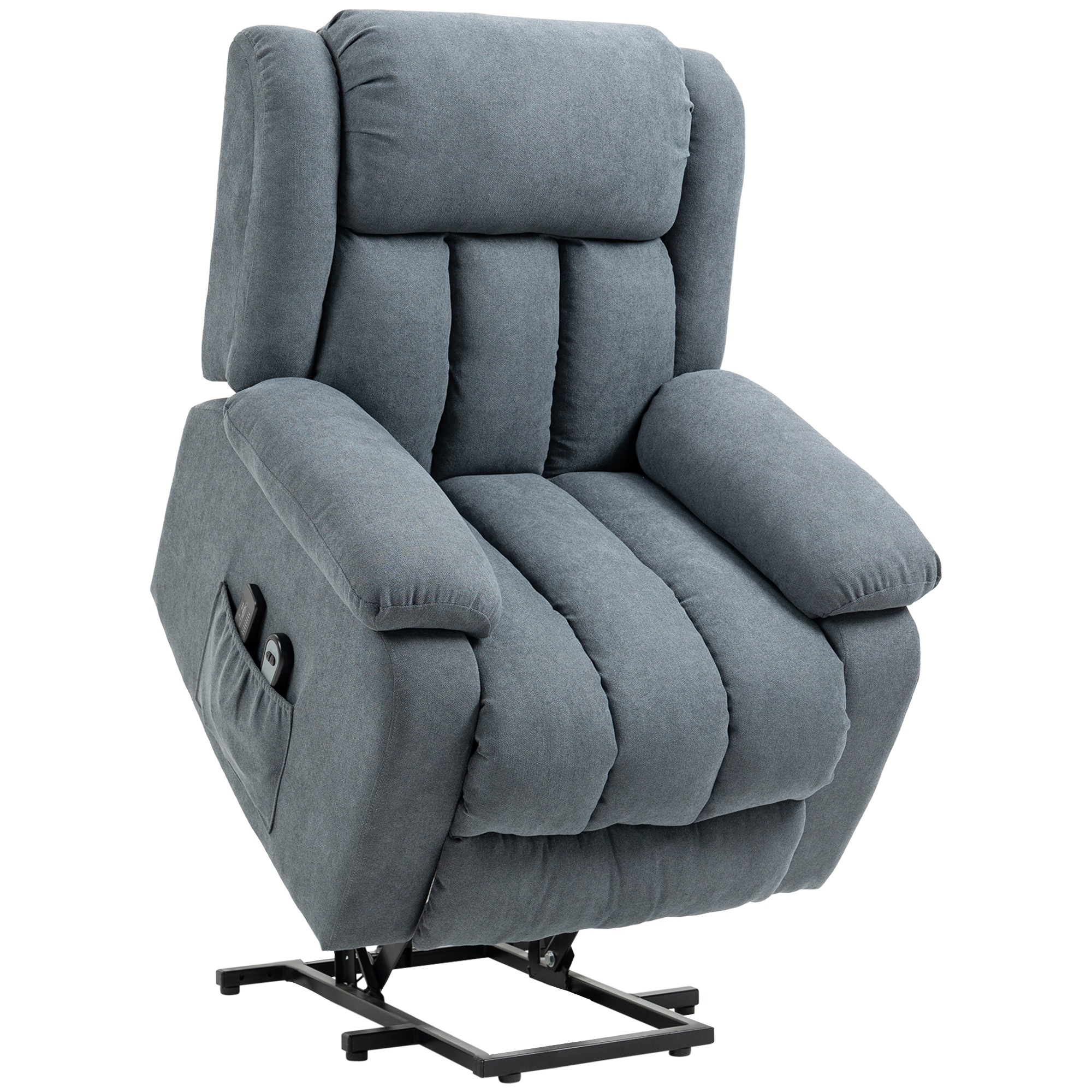 HOMCOM Oversized Riser and Recliner Chairs for the Elderly with 8 Vibration Massage, Large Fabric Upholstered Lift Chair for Living Room with Remote Control, Side Pocket, Footrest, Dark Grey