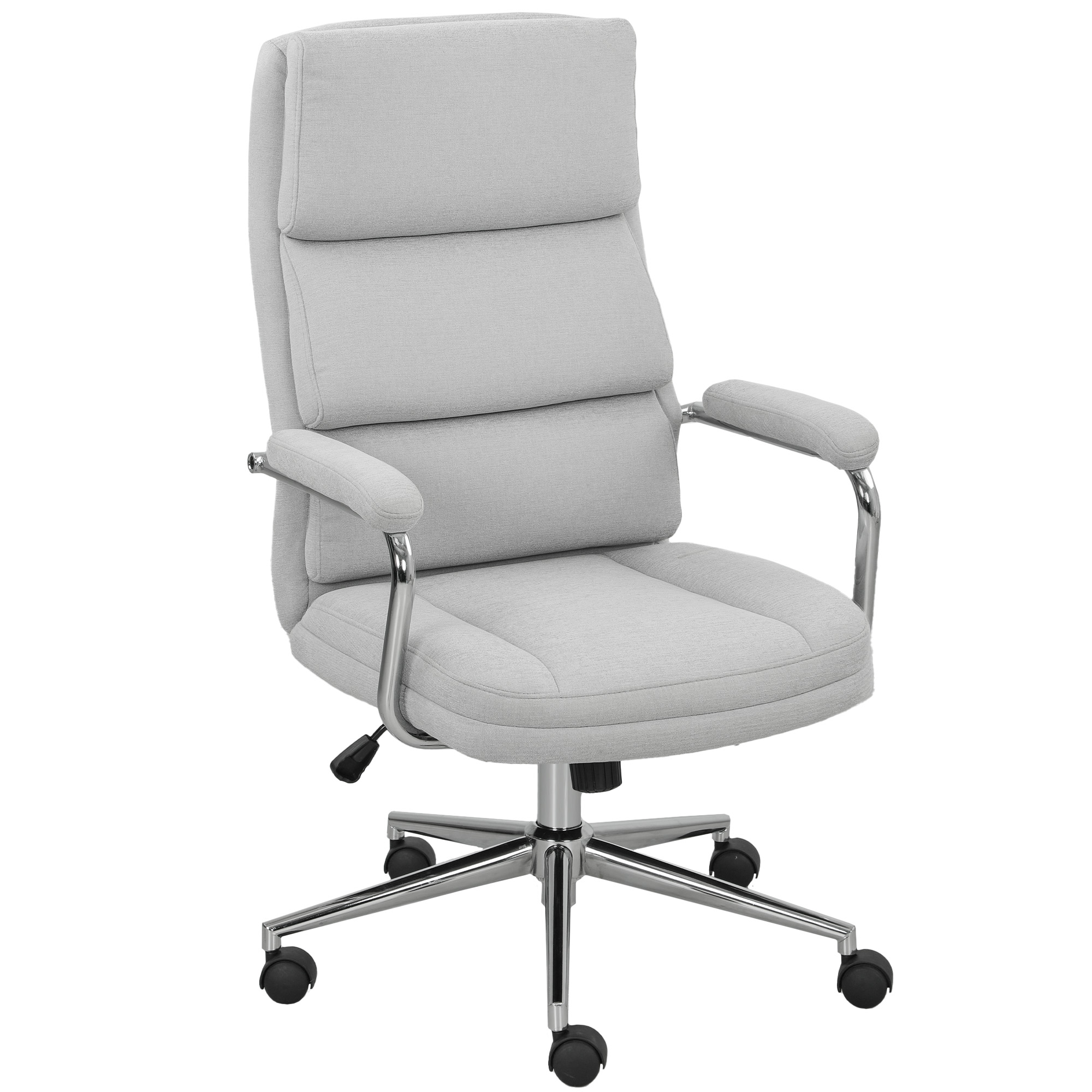 HOMCOM Fauteuil de bureau, chaise de bureau ergonomique avec hauteur réglable, fonction de bascule, 62 x 73 x 105-113 cm, gris