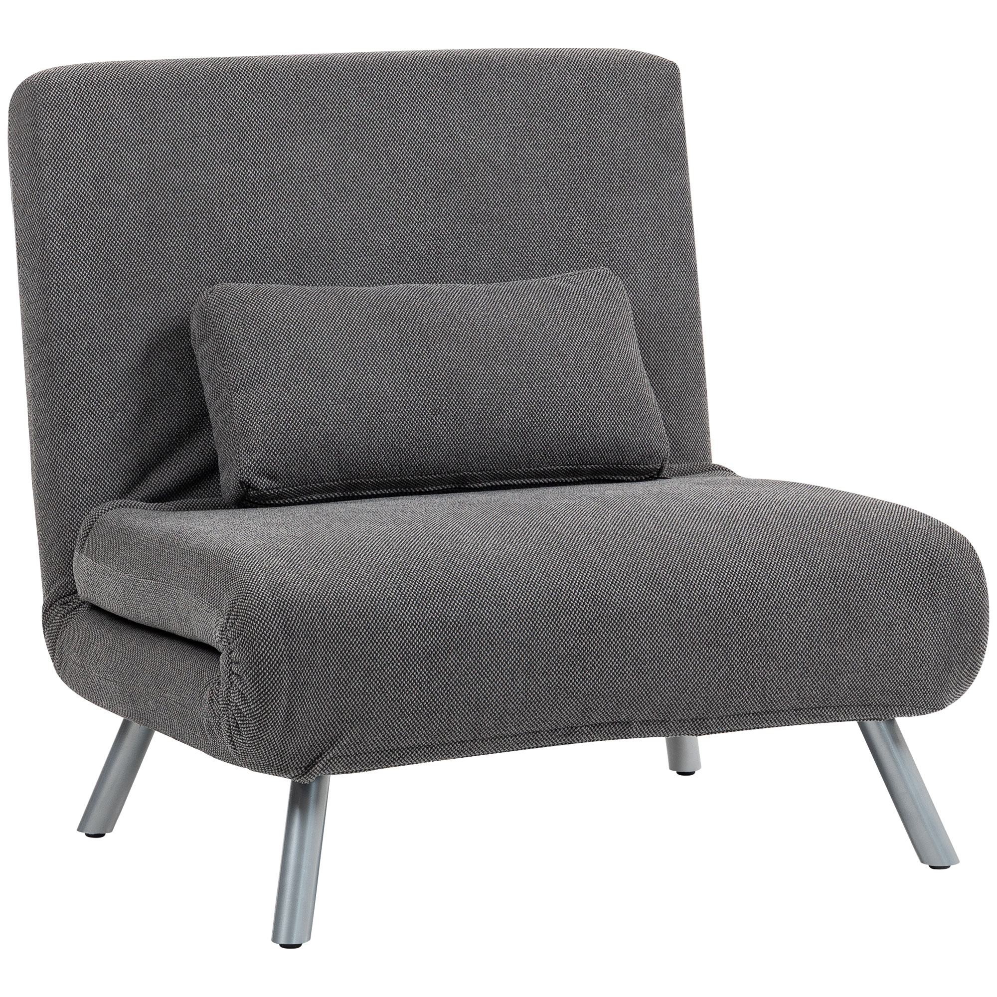 HOMCOM Sofá Cama de 1 Plazas Plegable Tapizado en Pata de Gallo con Respaldo Ajustable de 5 Niveles 80x75x83 cm Negro