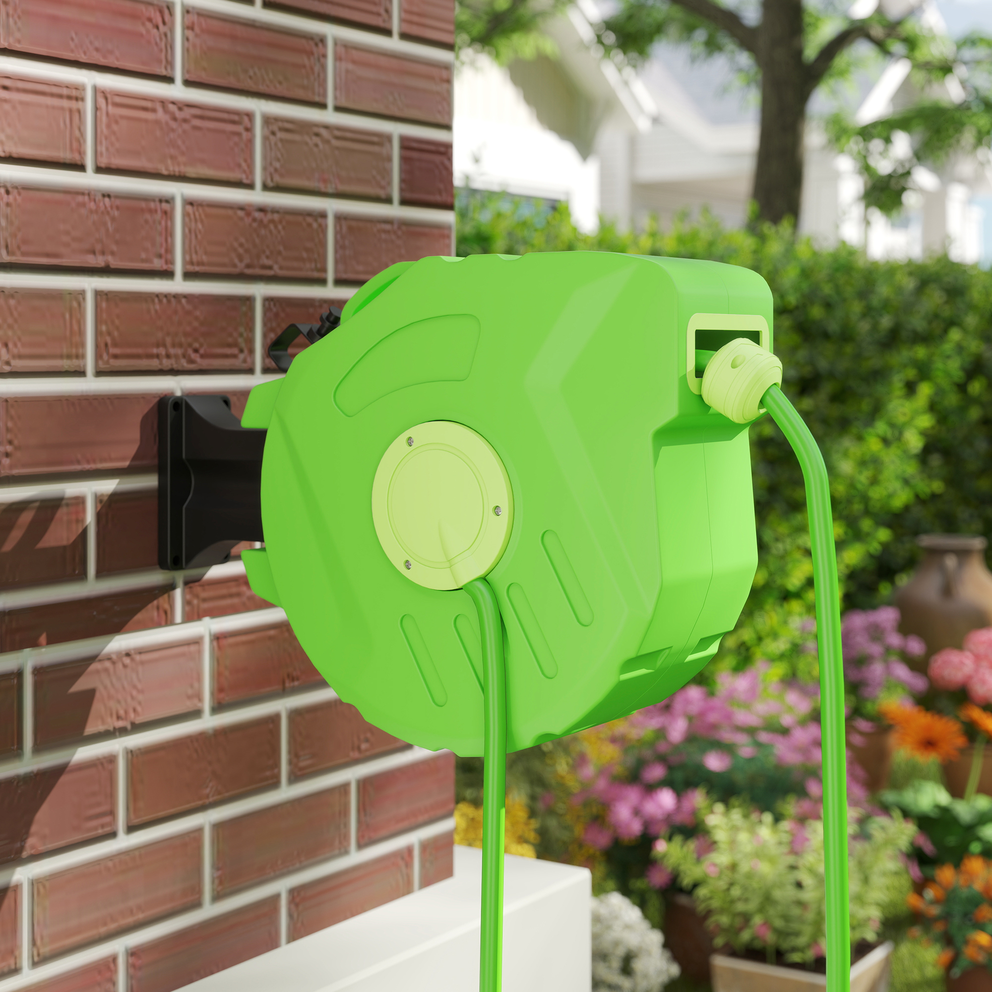 Avvolgitubo Automatico A Parete 19,8 M Con Ugello 10 In 1 E Rotazione 180° – Tubo Retrattile Per Giardino