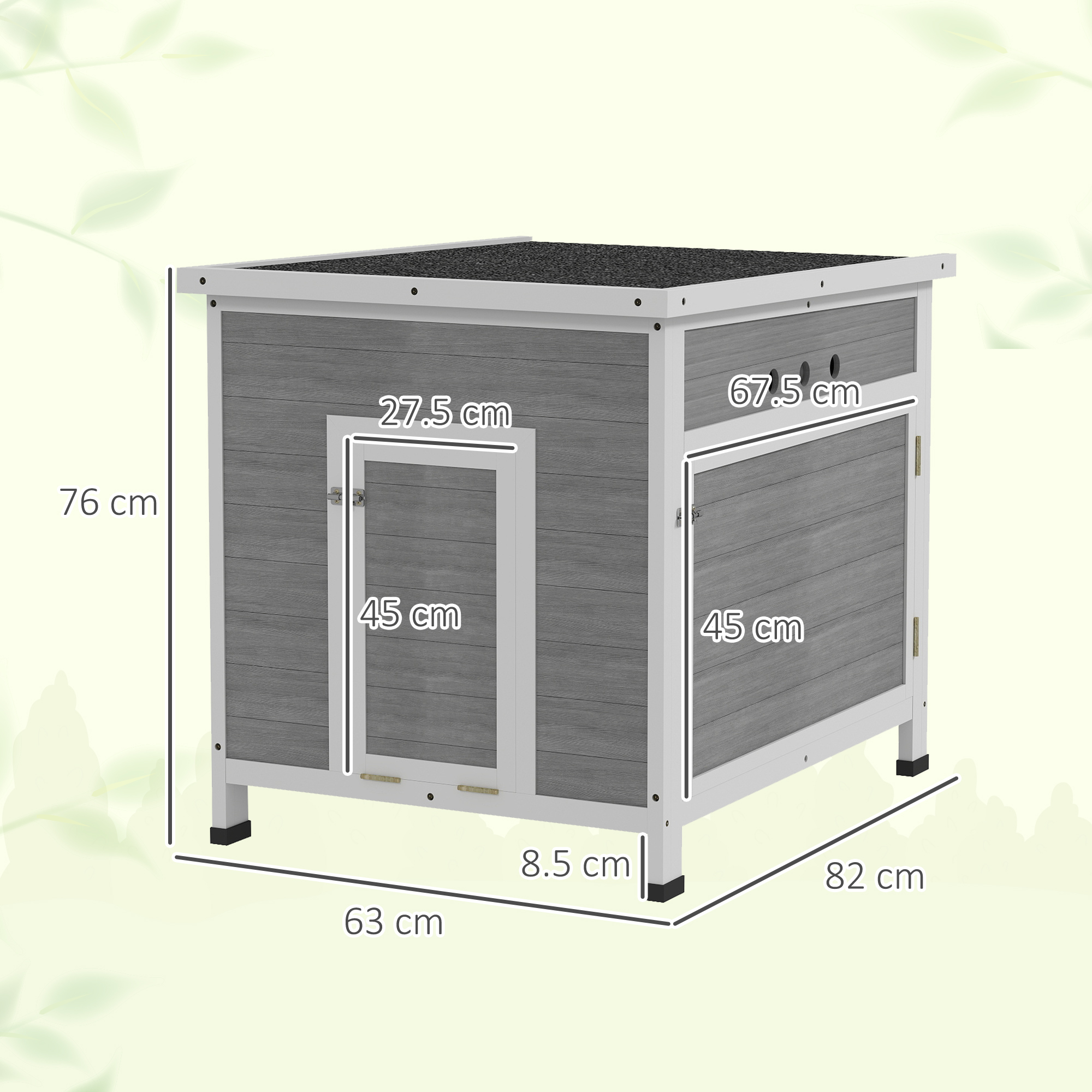 PawHut Wooden Duck House with Ramp, Double Doors, Openable Asphalt Roof ...