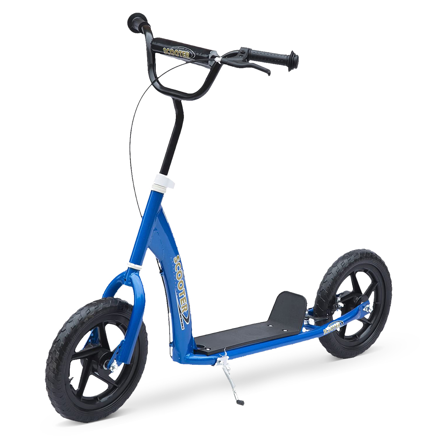 HOMCOM Patinete para Niños de +5 Años Scooter de 2 Ruedas de 12 Pulgadas con Freno y Manillar Ajustable en Altura 120x52x80-88cm Azul | Aosom España