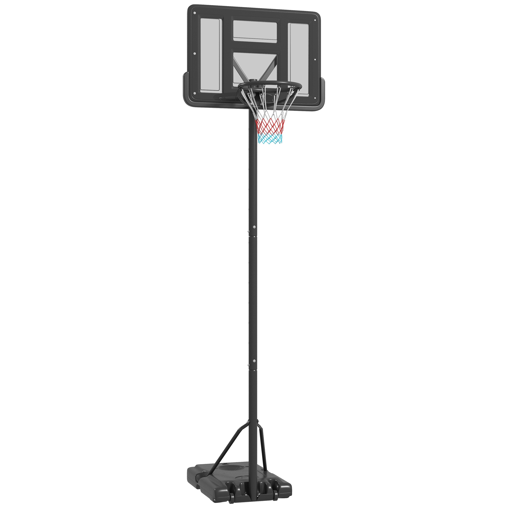 SPORTNOW Canasta de Baloncesto de Exterior 2 en 1 con Altura Ajustable 230-305 cm Aro de Baloncesto con Soporte Ruedas Base Negro