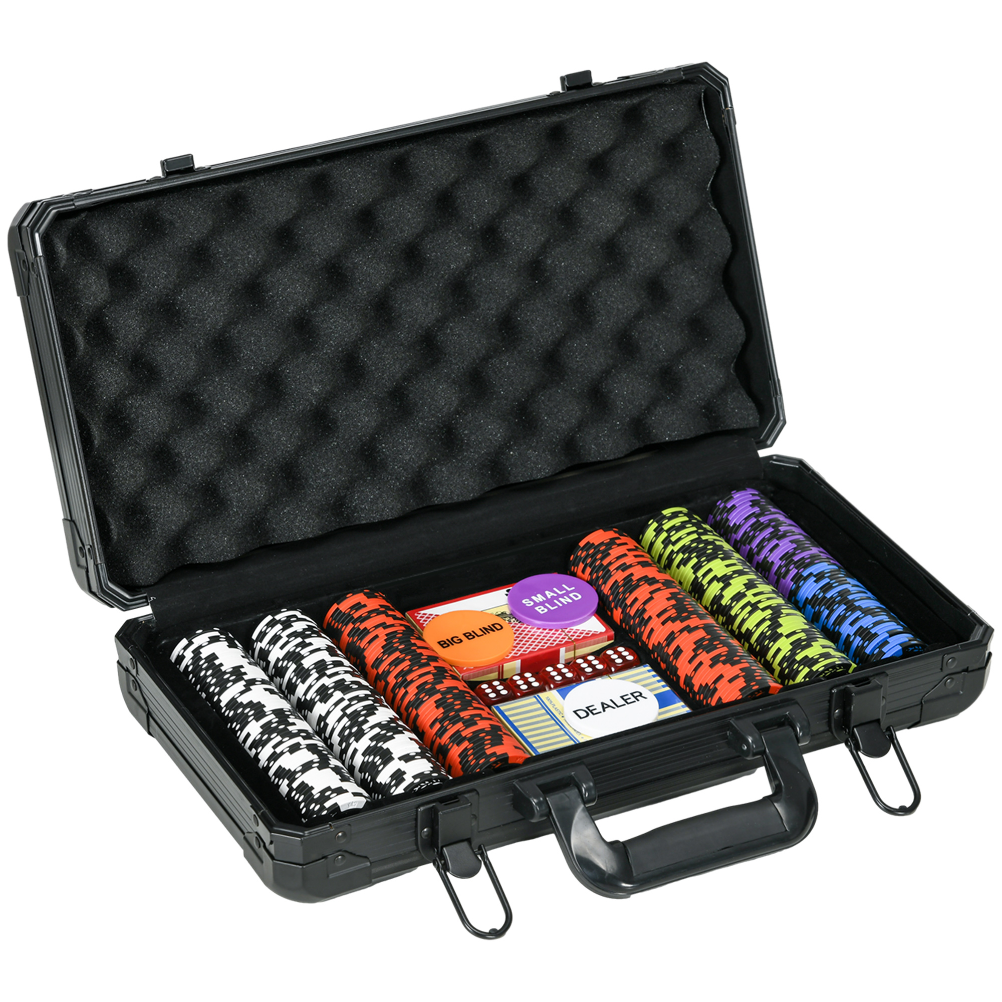 Northio Coffret Poker 300 Jetons 2 Jeux De Cartes 5 Dés Valise