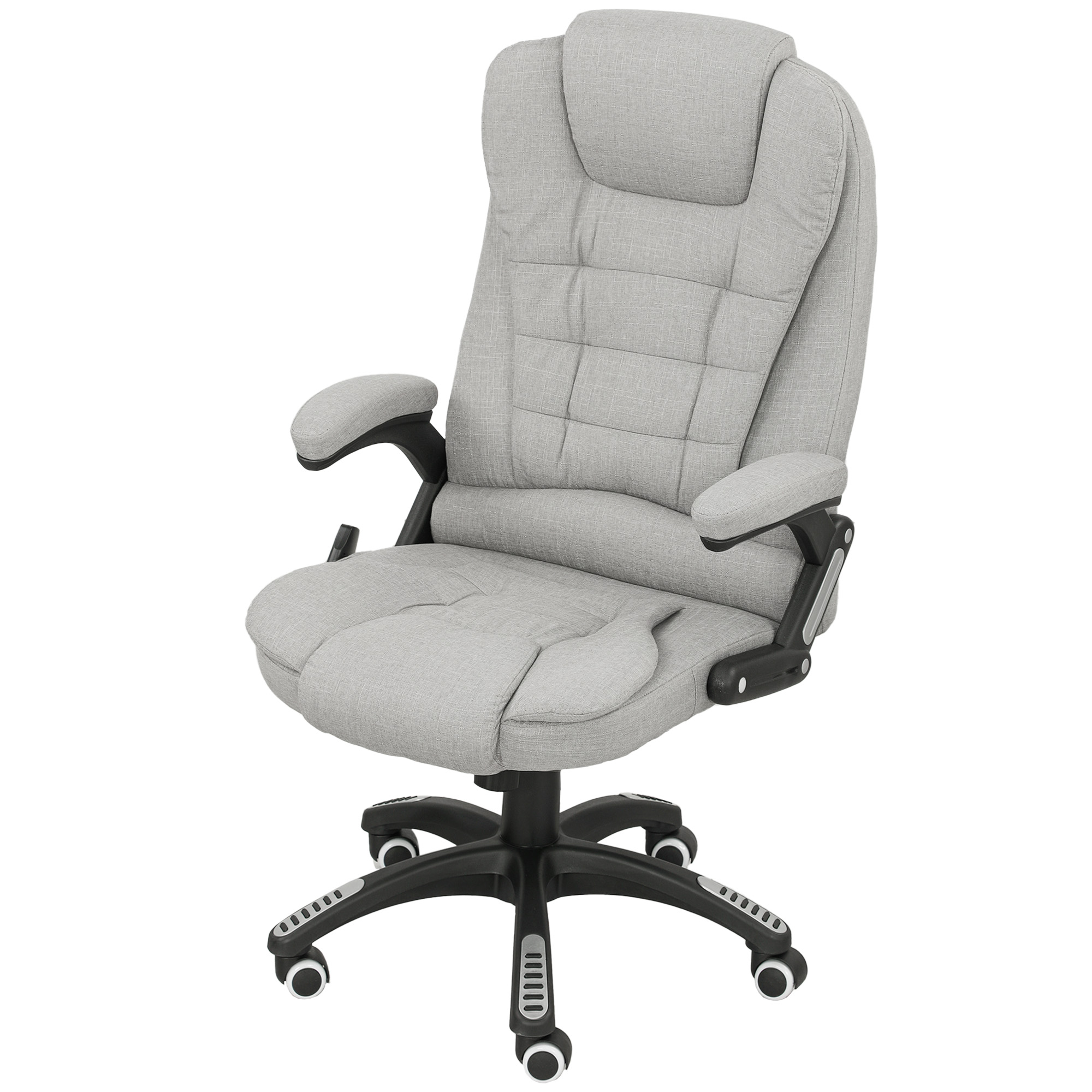 Vinsetto Fauteuil de bureau massant et chauffant chaise de bureau avec hauteur réglable dossier inclinable et télécommande gris