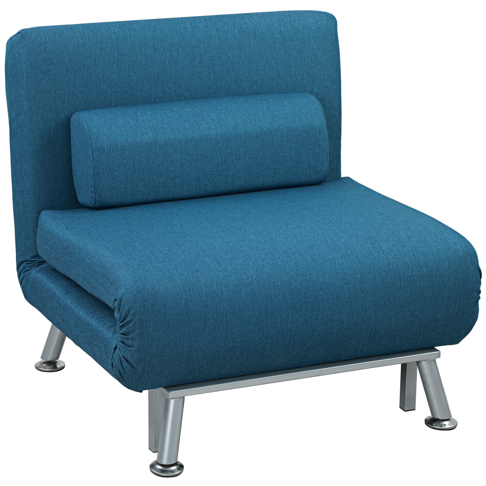 HOMCOM Opklapbare stoel met bedfunctie, opklapbare relaxstoel in linnen-look, verstelbare rugleuning, 75 x 70 x 75 cm, Blauw