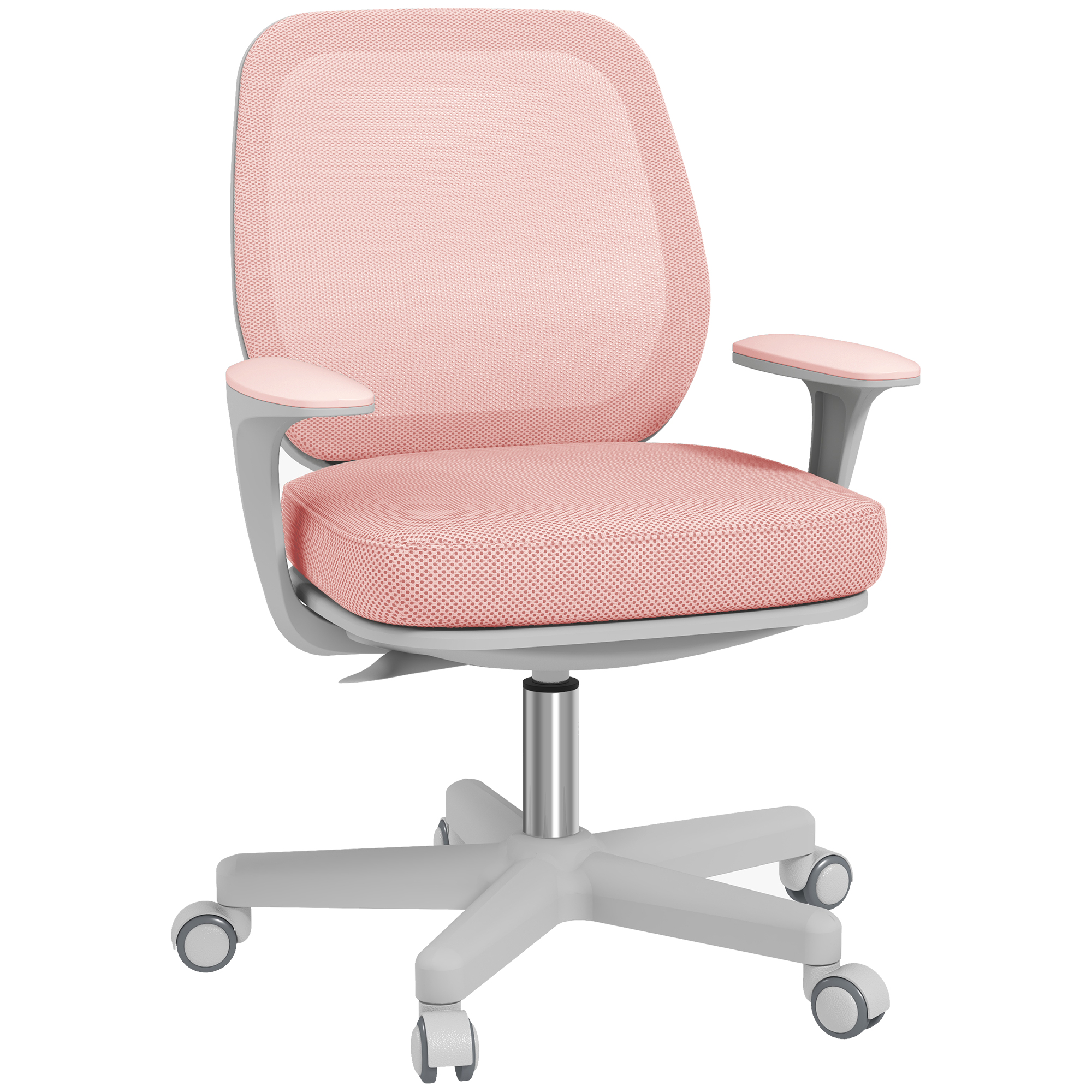Vinsetto Fauteuil de bureau, chaise de bureau ergonomique en maille, hauteur réglable, 55x48x82,5-94,5cm, rose