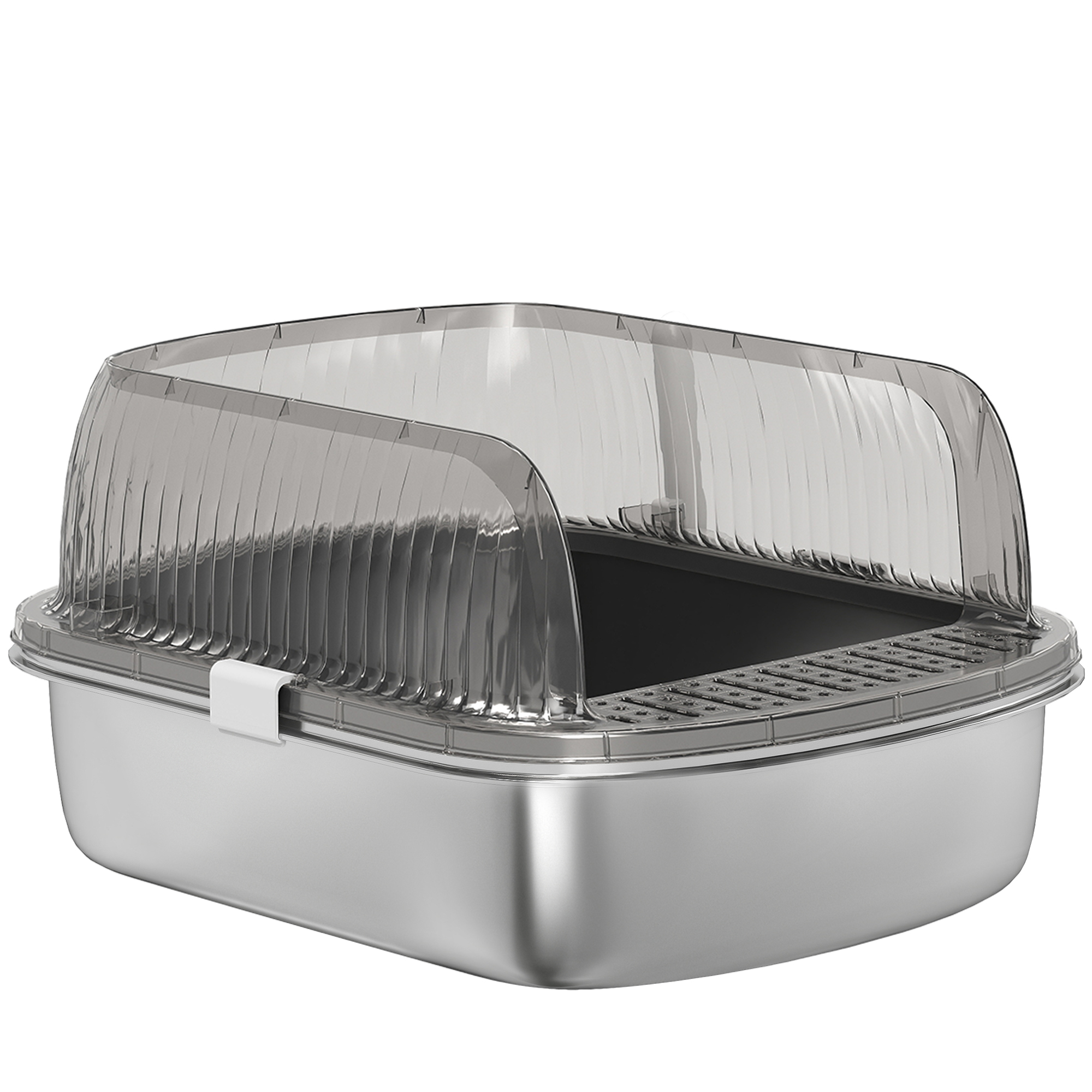 PawHut Katzentoilette Cubiertes XXL Katzenklo mit Edelstahlplatte Hohe Ränd günstig online kaufen