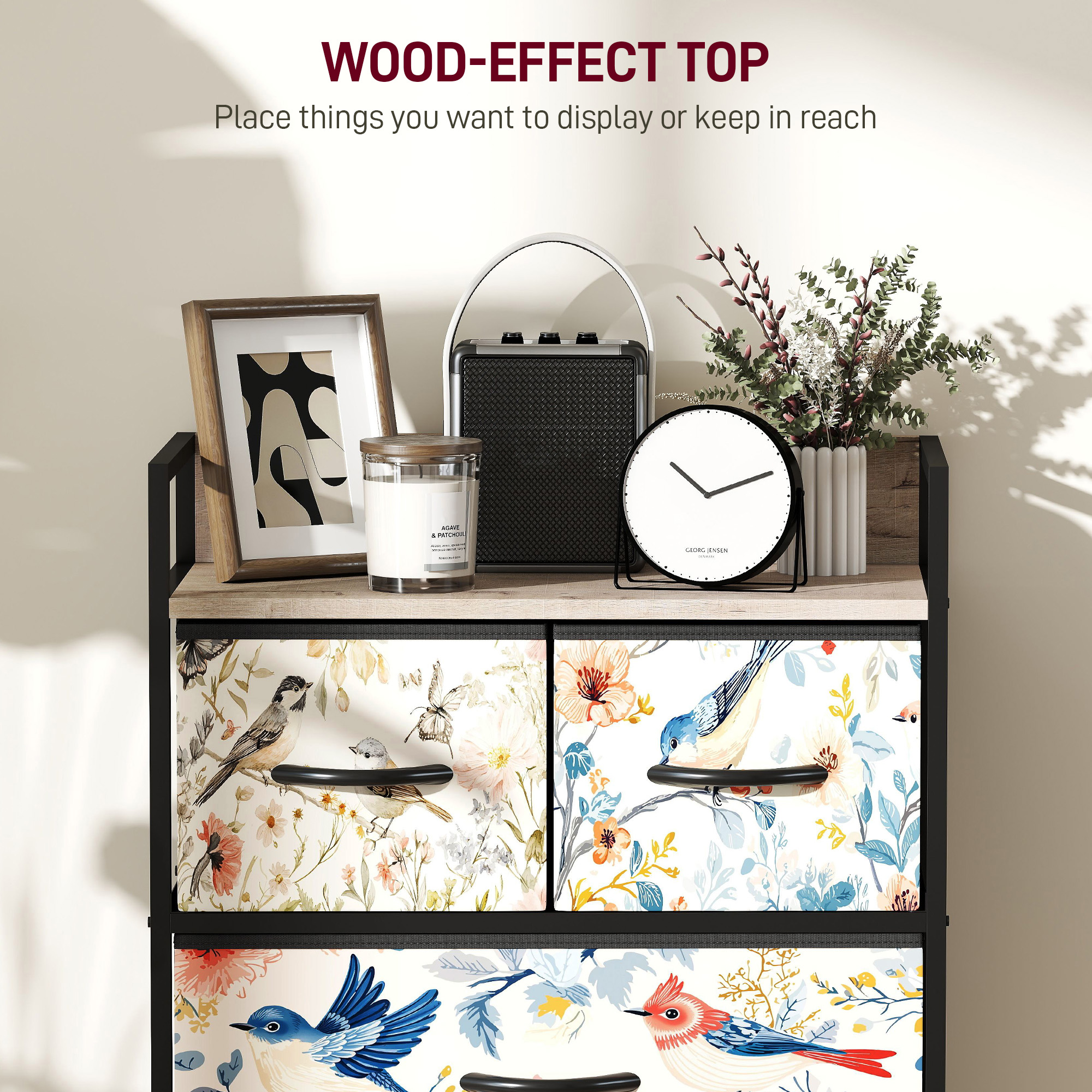 HOMCOM 4-Drawer Chest of Drawers White 5