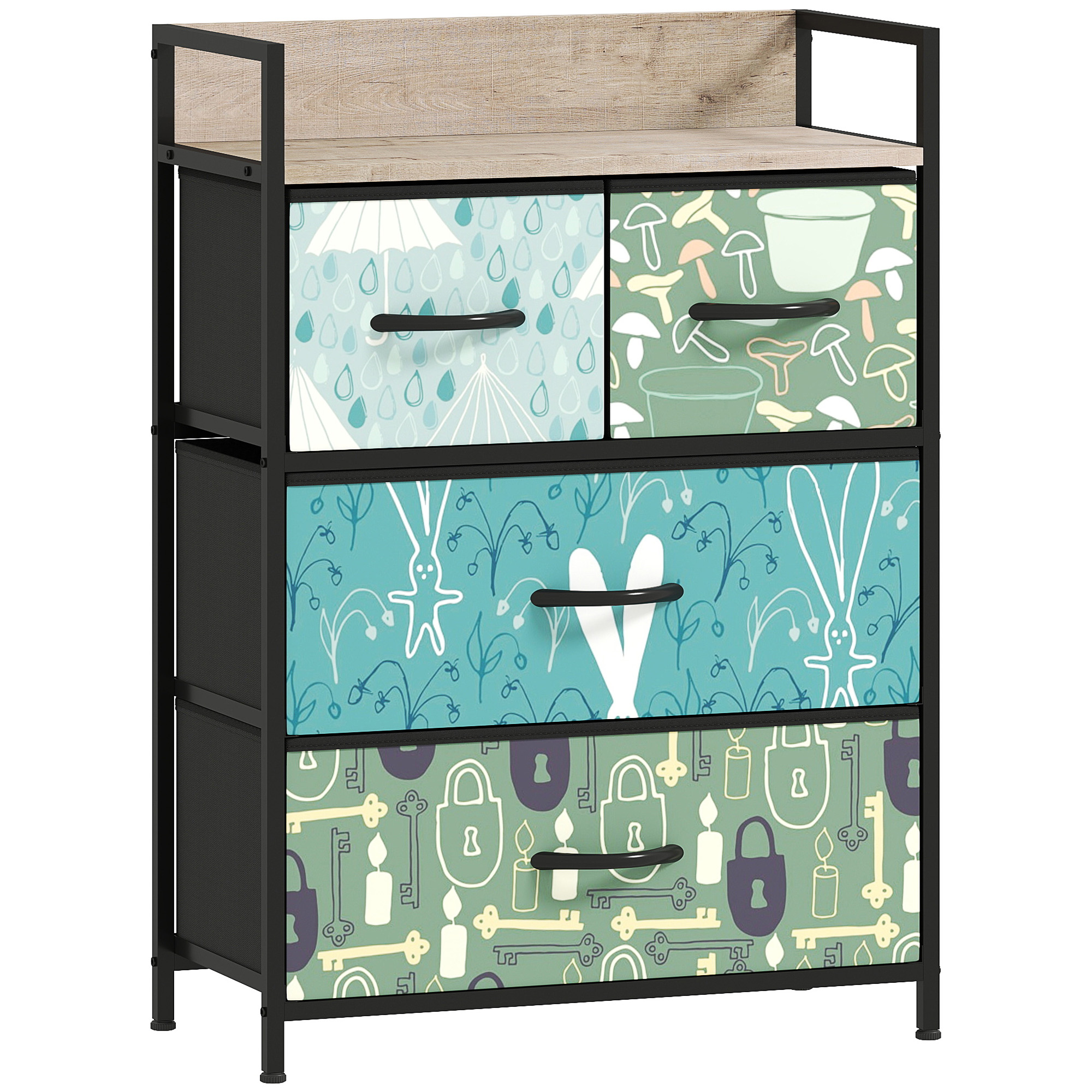 HOMCOM 4-Drawer Chest of Drawers - Blue