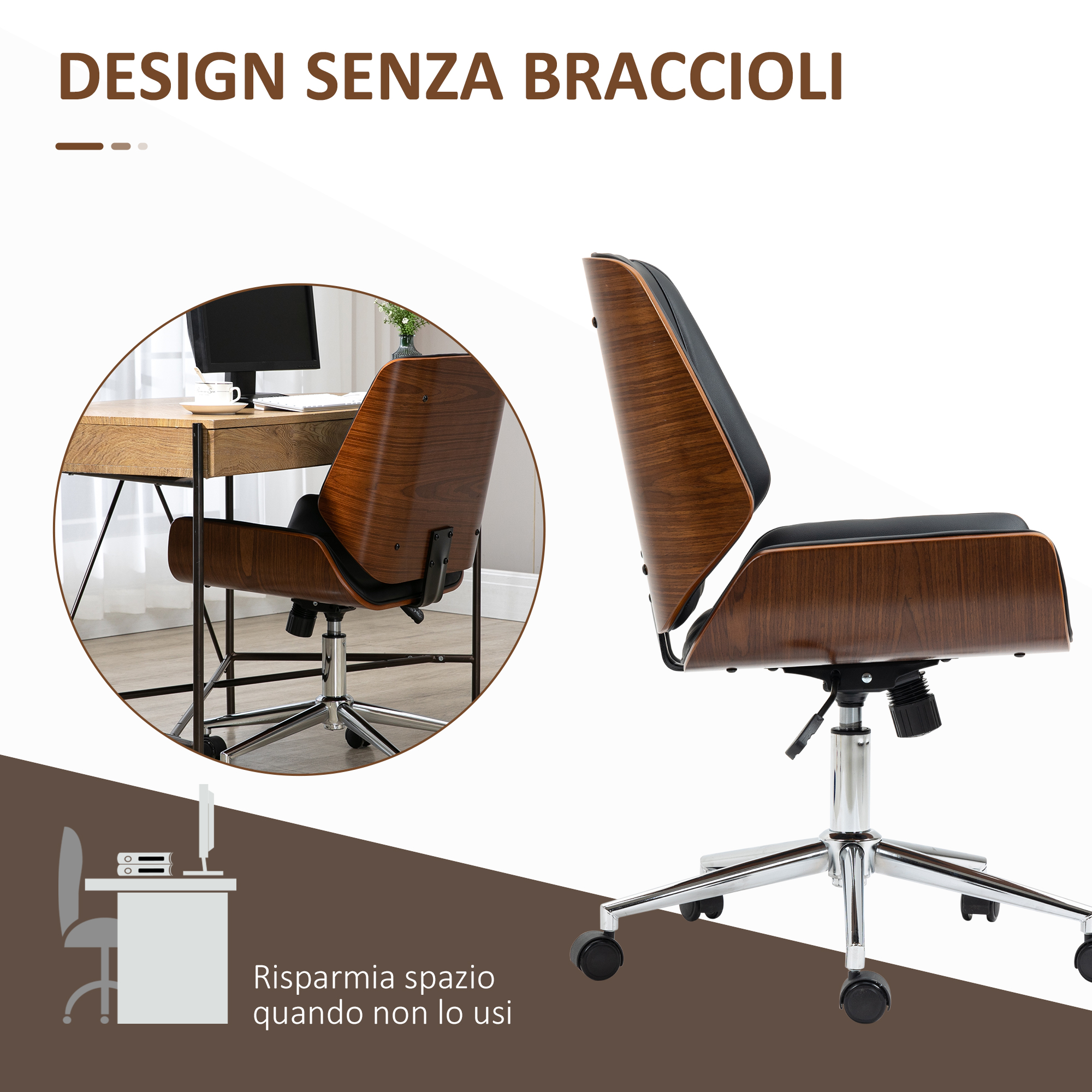 Vinsetto Sedia da ufficio design vintage altezza regolabile girevole