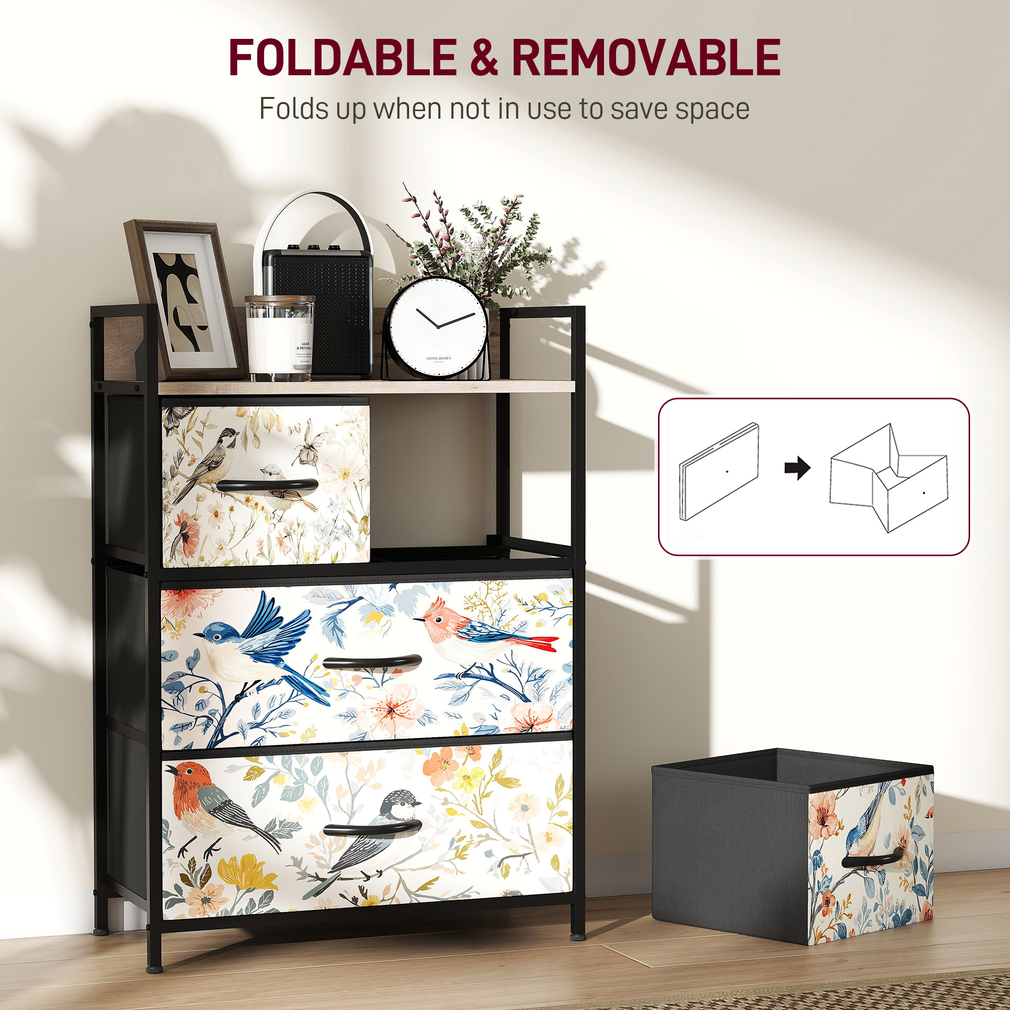 HOMCOM 4-Drawer Chest of Drawers White 6