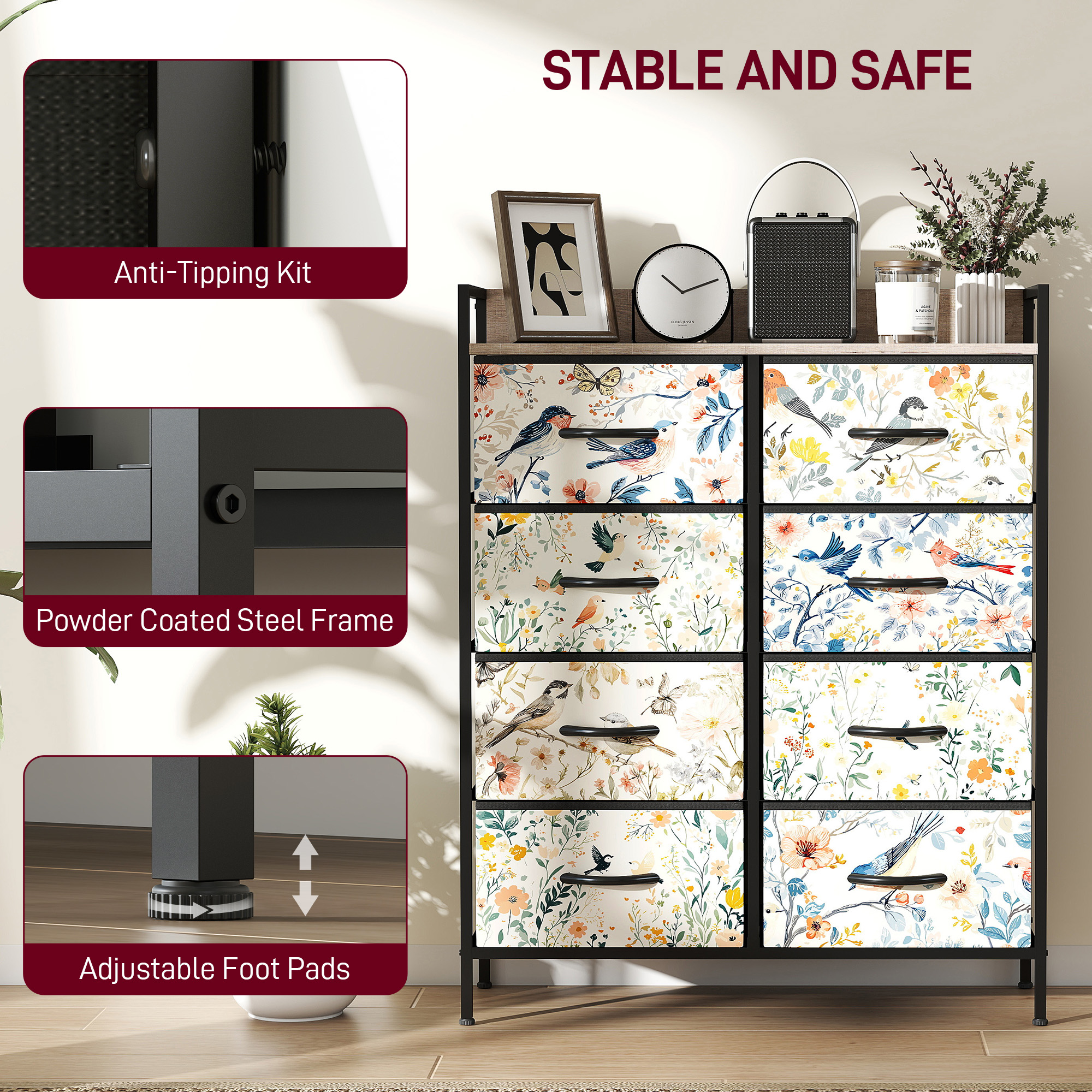 HOMCOM 8-Drawer Chest of Drawers White 7