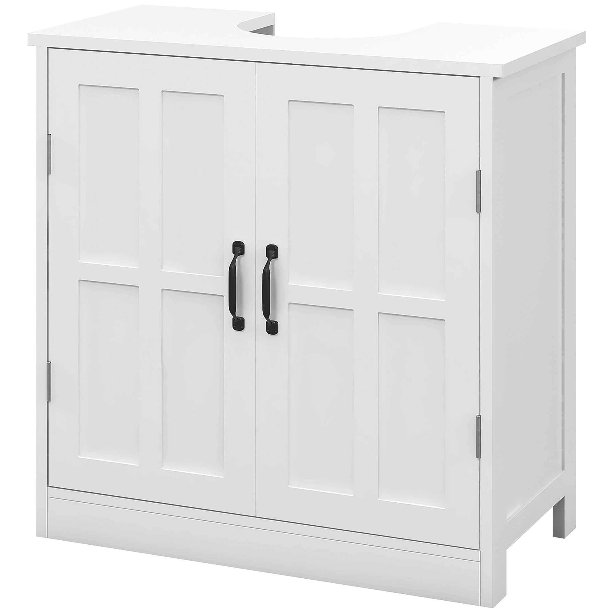 kleankin Meuble sous lavabo salle de bain meuble sous vasque avec double porte et étagère réglable, 60x30x60cm, blanc