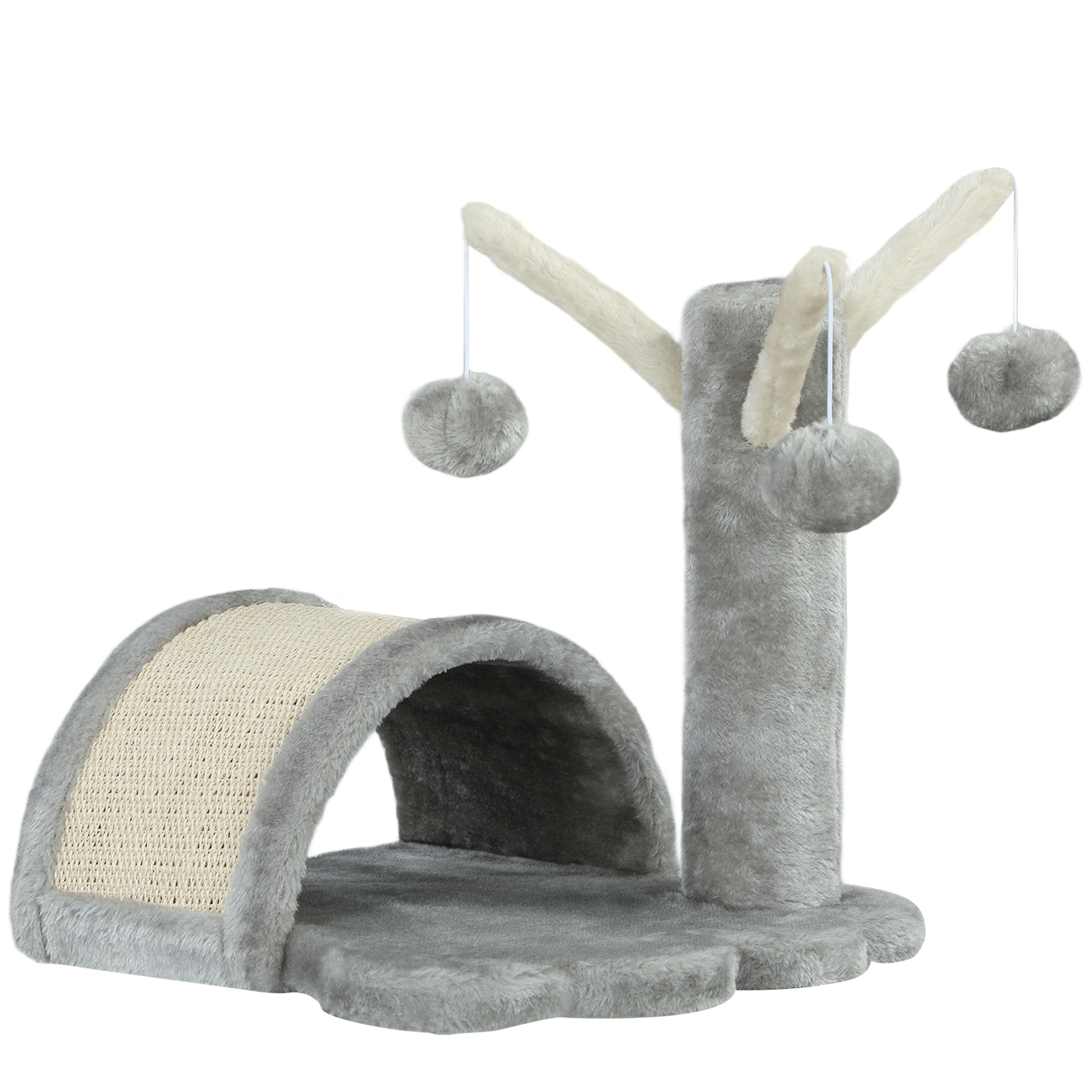 PawHut Stabiler Kratzbaum Für Katzen Klein, Kletterbaum Mit Kratzstamm, 38 X 38 X 40 Cm, Hellgrau, Ideal Für Wohnungskatzen Aosom.de