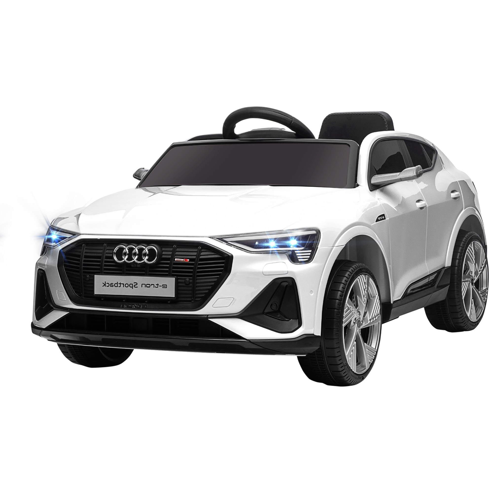 HOMCOM Elektro Kinderauto 12V Elektrofahrzeug Audi E-tron Elektroauto mit Fernbedienung, Sicherheitsgurt, Musik (MP3/USB/TF), Kinderfahrzeug für Kinder 3-5 Jahre, 3-5 km/h, Weiß Aosom