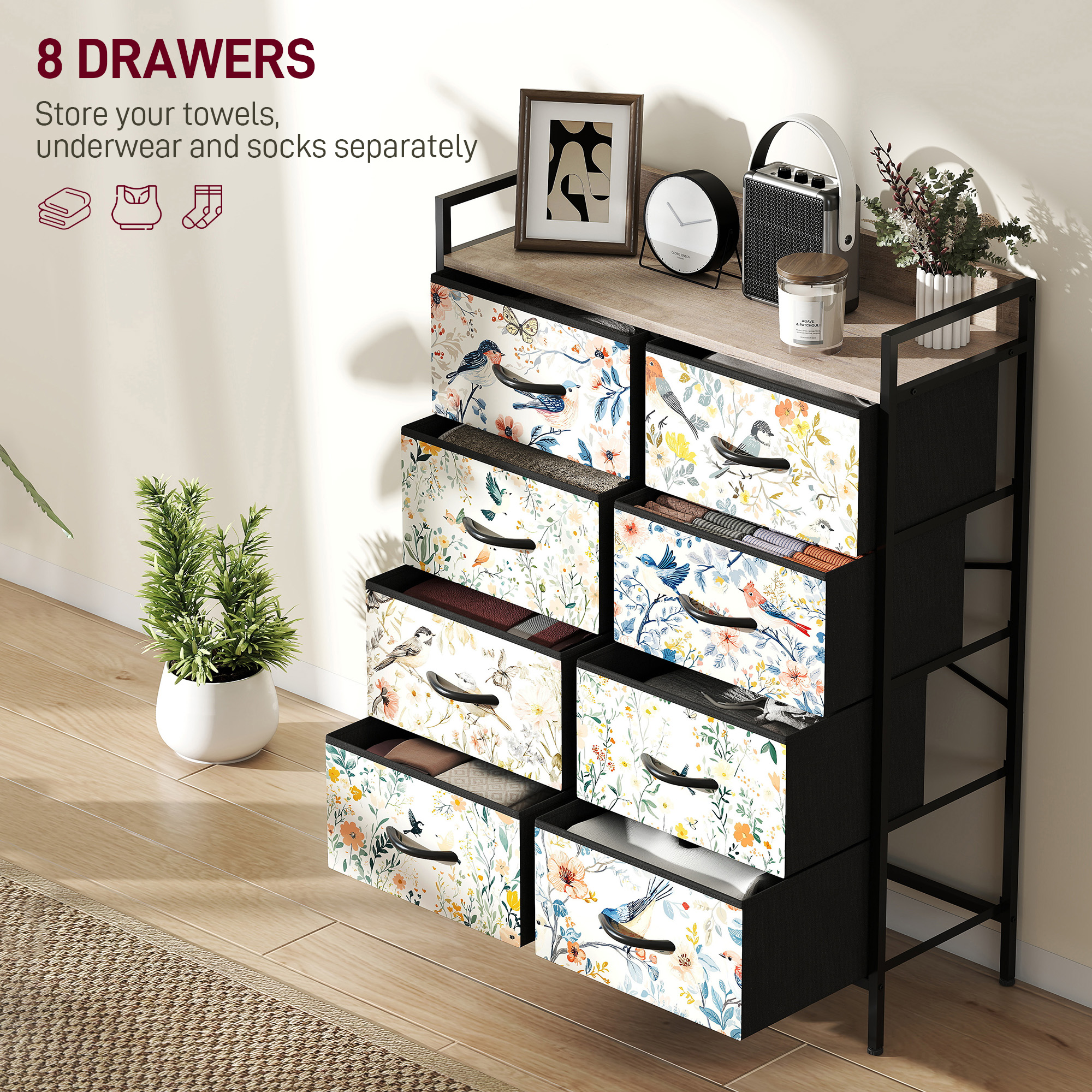 HOMCOM 8-Drawer Chest of Drawers White 4