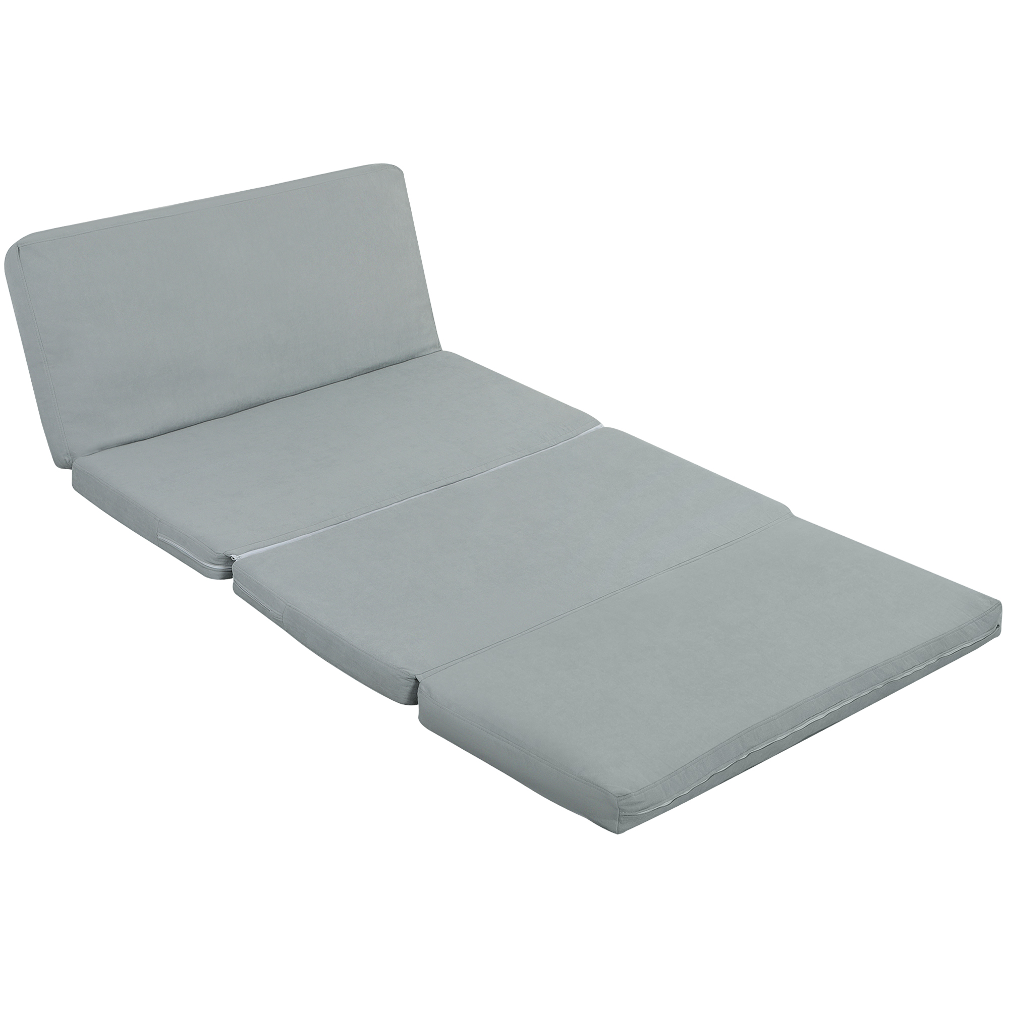 HOMCOM Lazy Sofa Schlafsessel klappbar in 4 Teile mit verstellbarer Rückenlehne, Leinenoptik-Stoff, Schlafsofa für Wohnzimmer, Schlafzimmer und Büro, bis 240 kg belastbar, 137,5 x 85,5 x 74 cm, Hellgrau Aosom