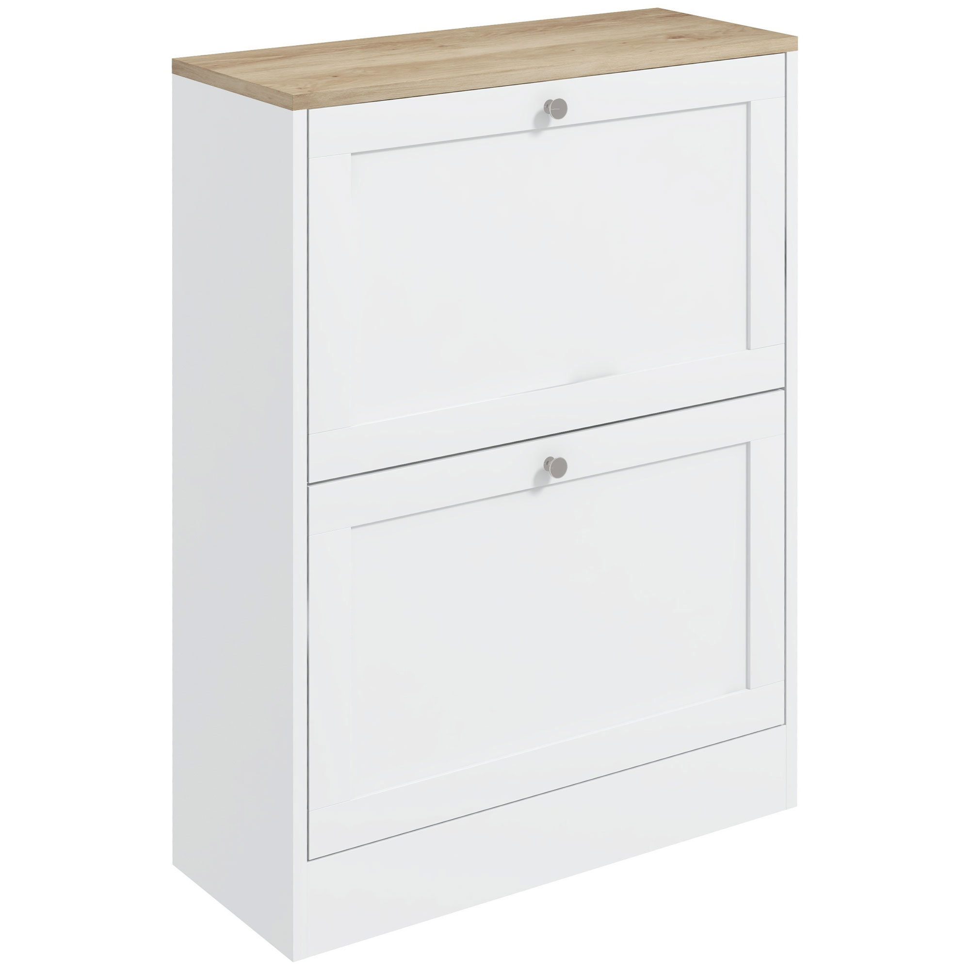 Image of HOMCOM Mobile a scarpe 12 paia, mobile d'ingresso con 2 cassetti ribaltabili e ripiani regolabili, 60 x 24 x 80 cm, bianco Aosom Italy006