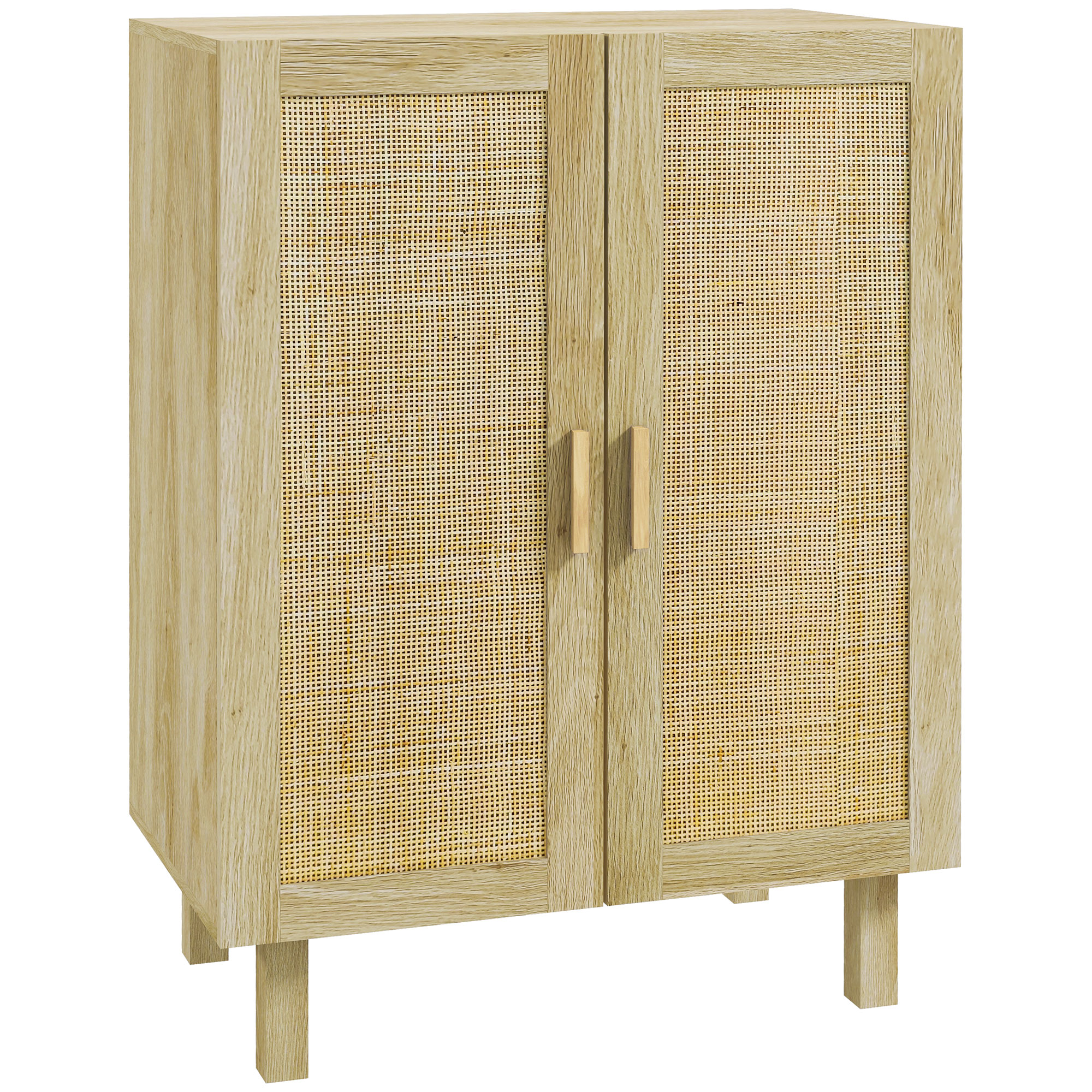 HOMCOM Armario de Salón con 2 Puertas de Rejilla y Estantes Ajustables Aparador de Estilo Cannage 73x41x102 cm Natural | Aosom España