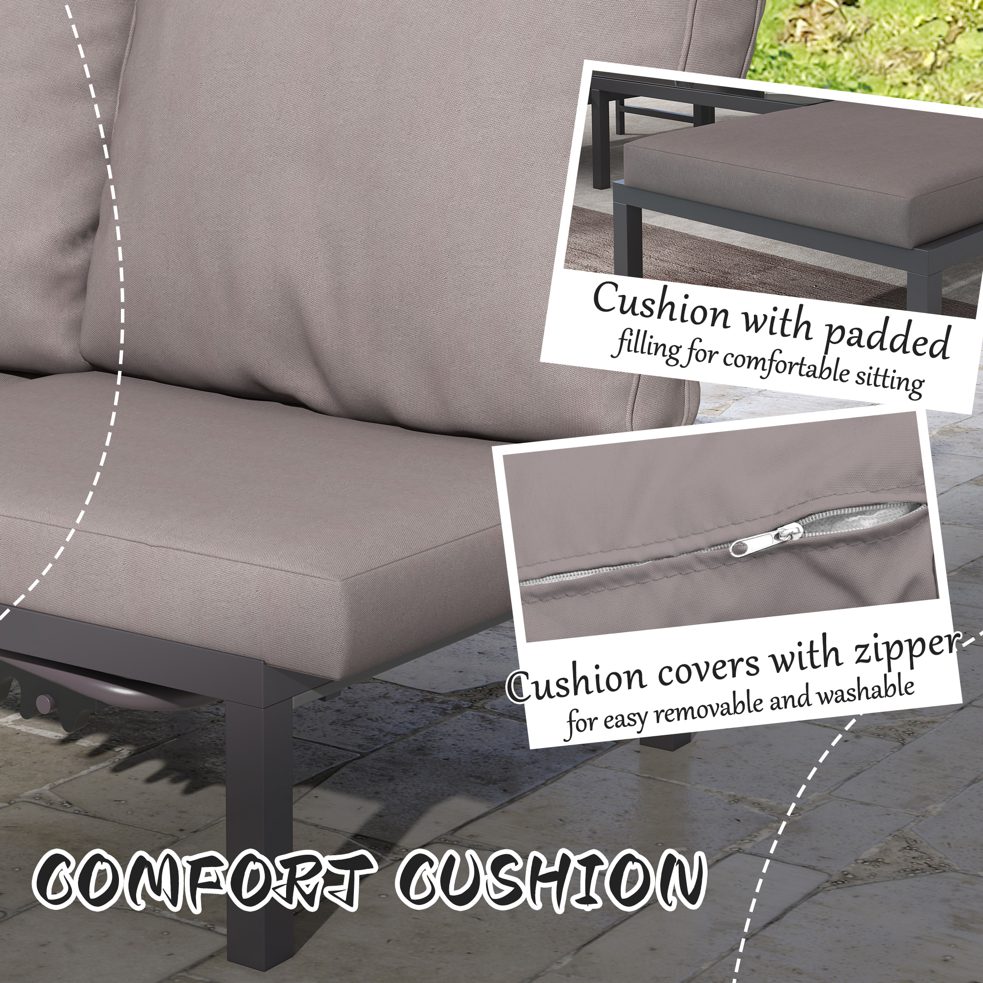 Outsunny Three-Piece Aluminium Lounger Set, with Reclining Backs 5