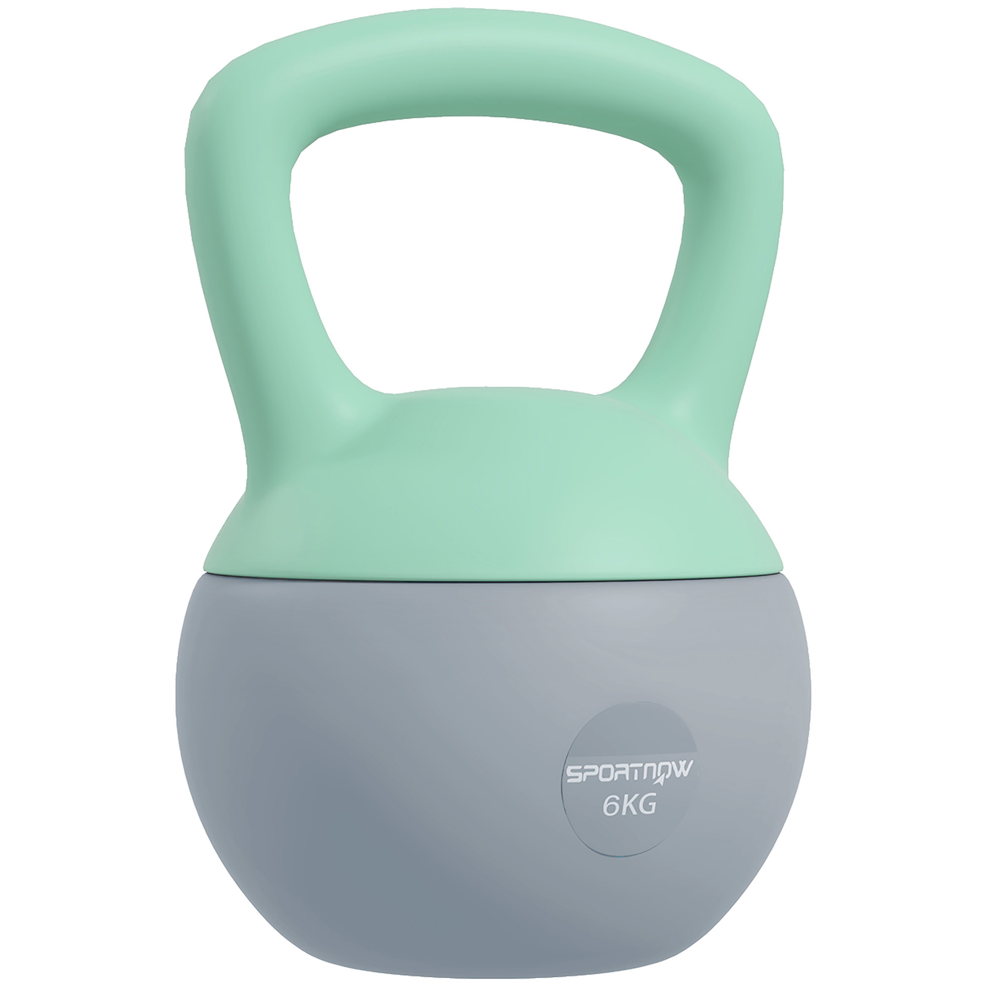 SPORTNOW Kettlebell 6 kg con Manico Antiscivolo, Riempita di Sabbia Metallica, 19x19x28 cm, Verde e Grigio   Aosom Italy