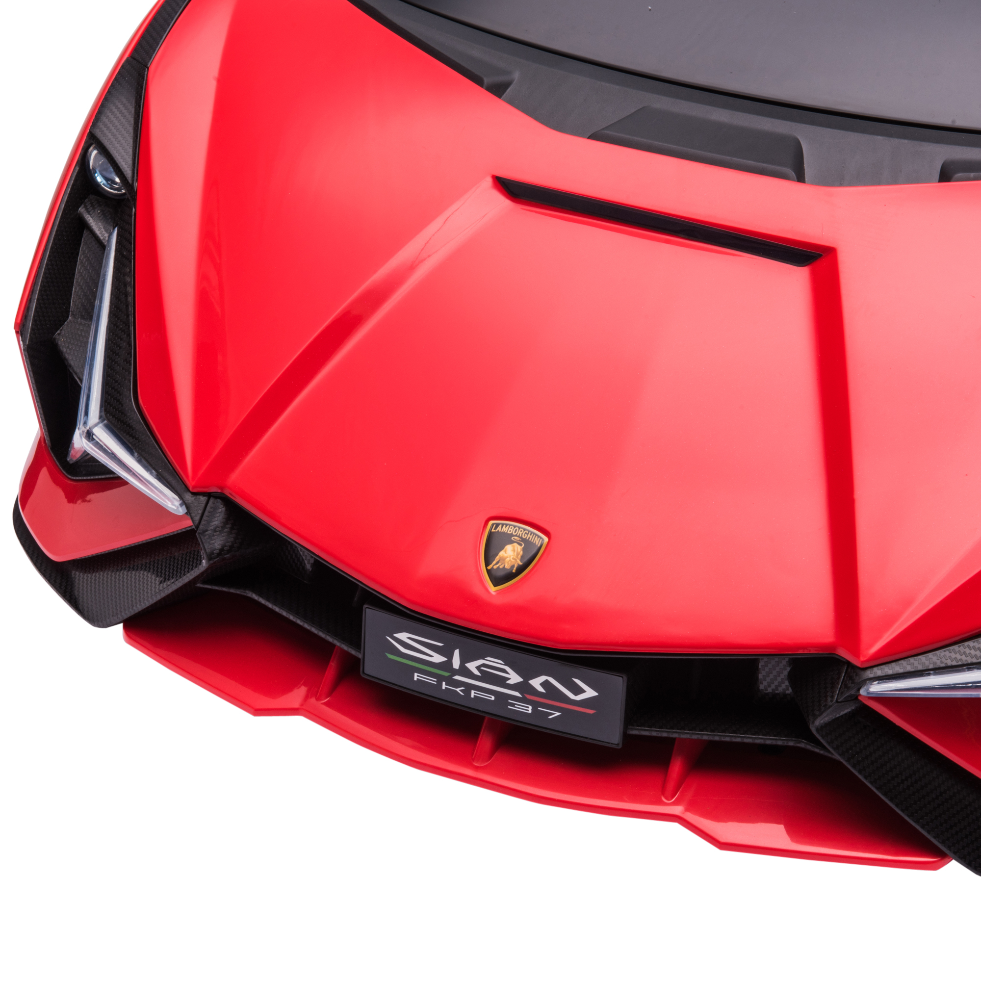 Laste sõiduauto 12V 2 sõidurežiimi Lamborghini SIAN maastur mänguauto elektriauto puldiga muusika (MP3/USB) tuled 37-60 kuud metall punane 108 x 62 x 40 cm