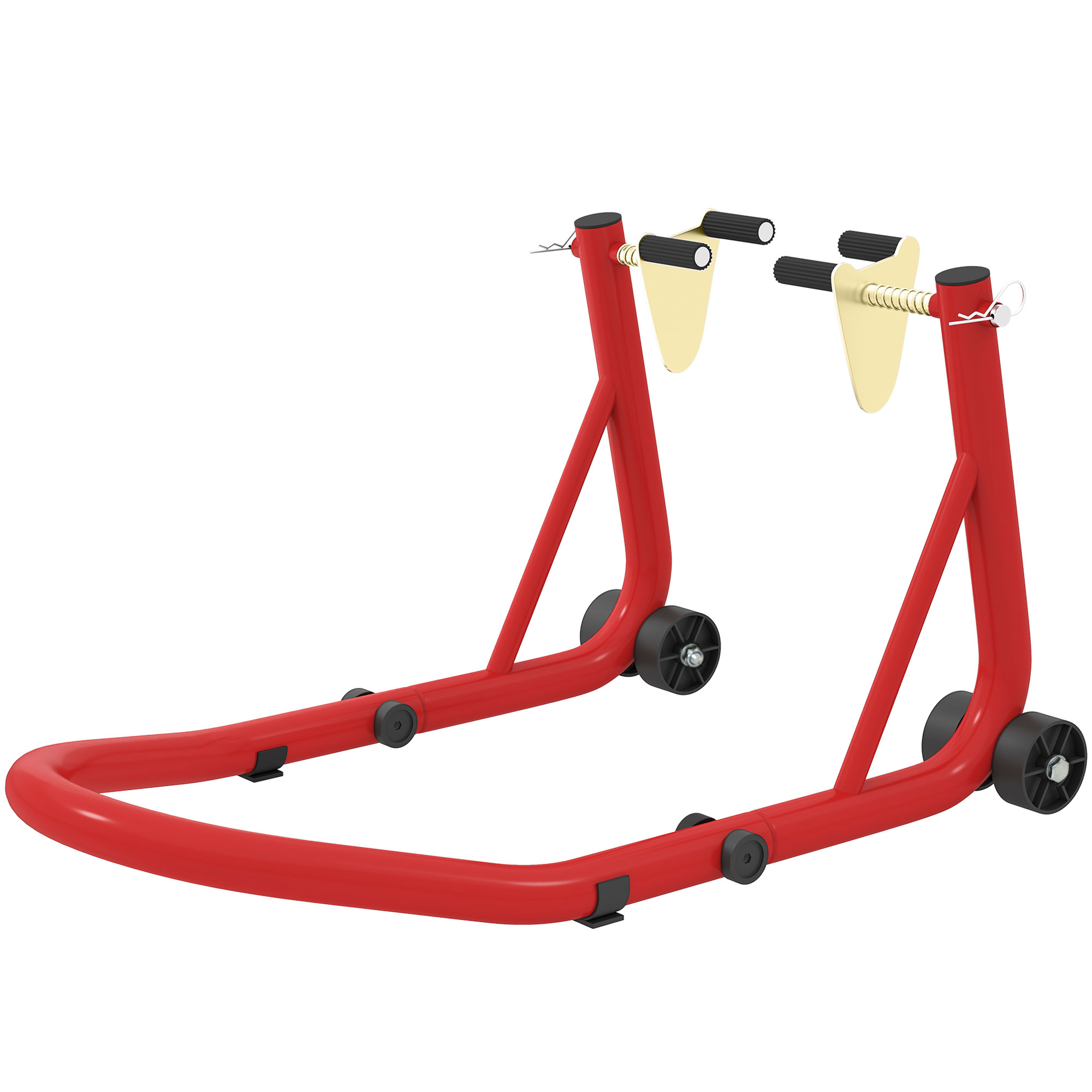 Image of HOMCOM Set cavalletto per moto anteriore/posteriore Cric moto fino a 544 kg in acciaio rosso Aosom Italy006