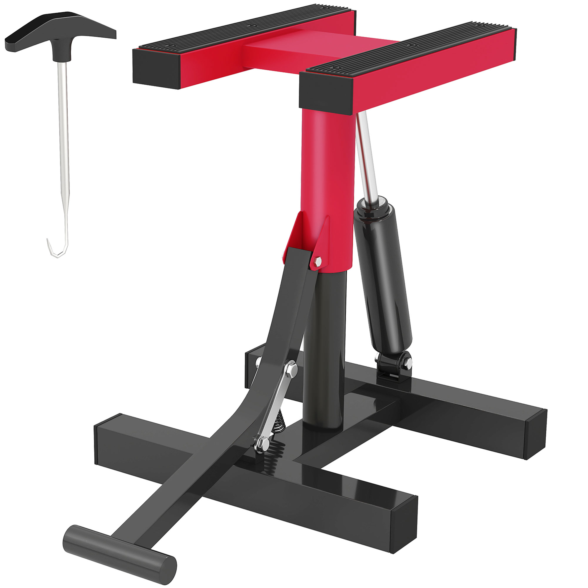 HOMCOM Motorradheber aus Stahl max. 150 kg, Motorradständer mit Höhenverstellung 29,5-41 cm und rutschfester Gummiplattform, 33x29x40,5 cm, rot Aosom
