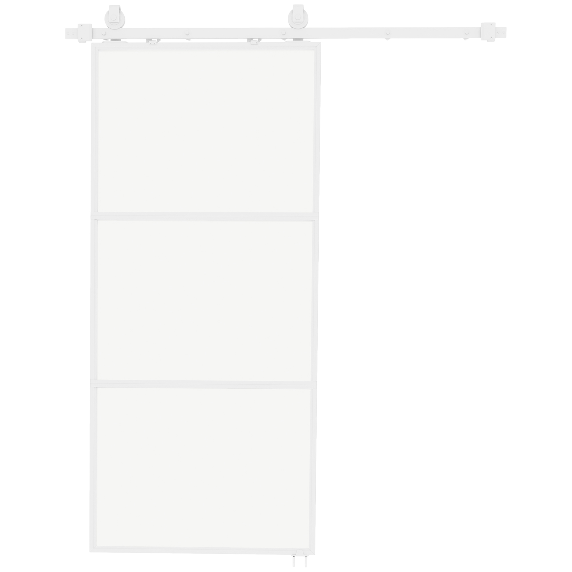 HOMCOM Puerta Corredera de Cristal con Herrajes Mecanismo Cierre Suave para Baño Salón 91,4x203,2 cm Blanco