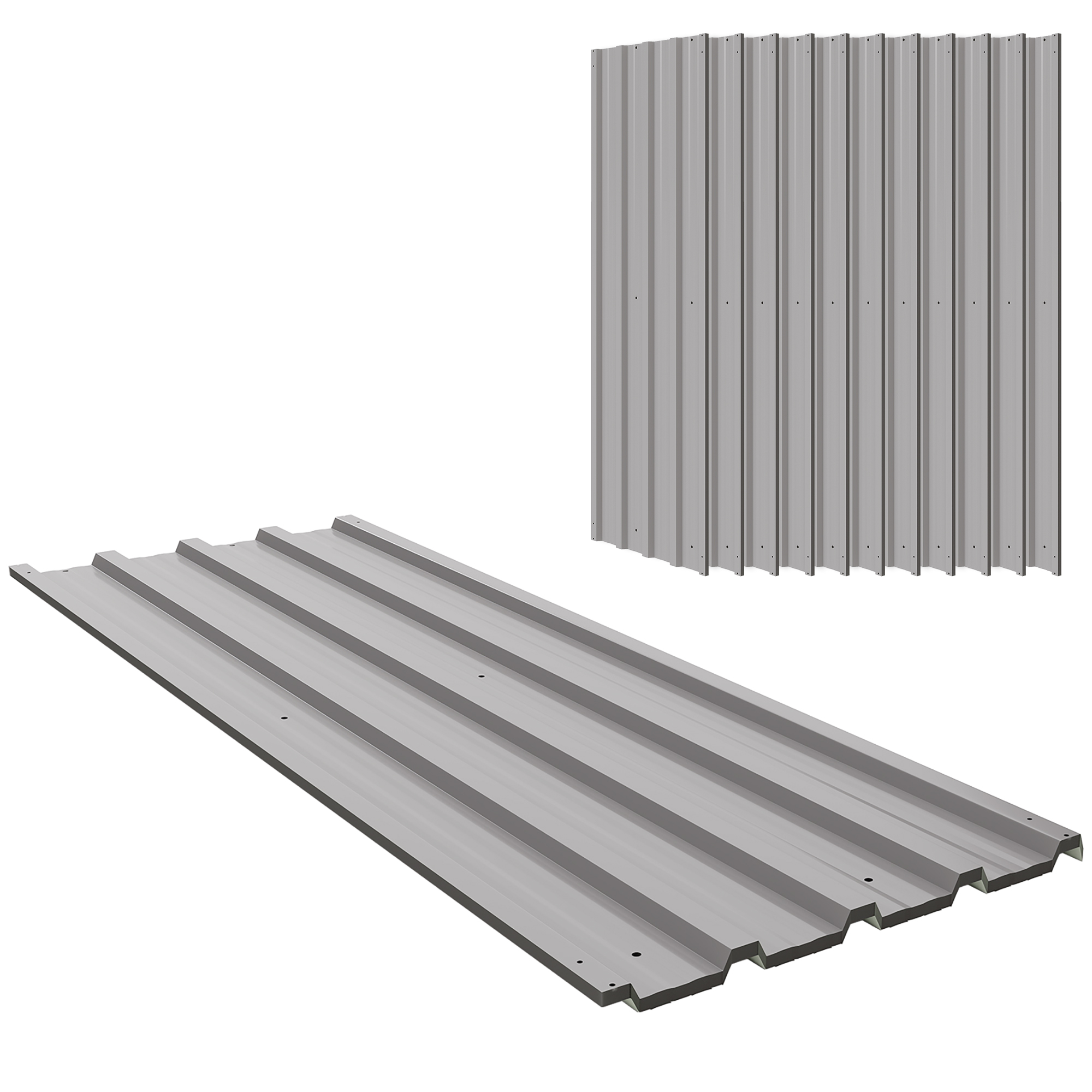 Outsunny 12er-Pack verzinkte Stahlplatten, witterungsbeständig, hellgrau, Maße einer Platte 129L x 45B cm   Aosom – Outsunny