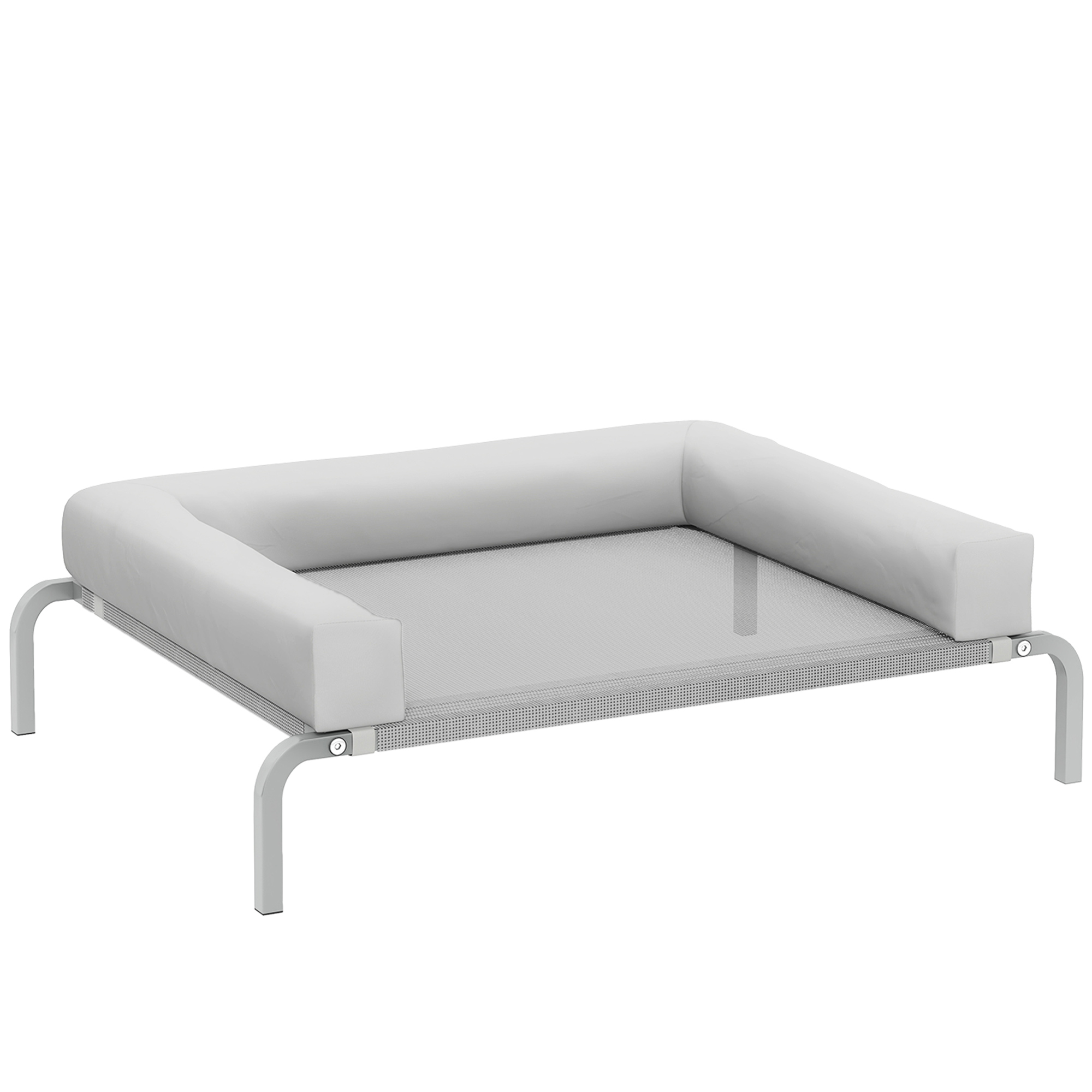 PawHut Cama Elevada para Cães com Latertais Amovíveis Cama Elevada para Cães Pequenos Portátil com Malha Respirável 90x65x30 cm Cinza