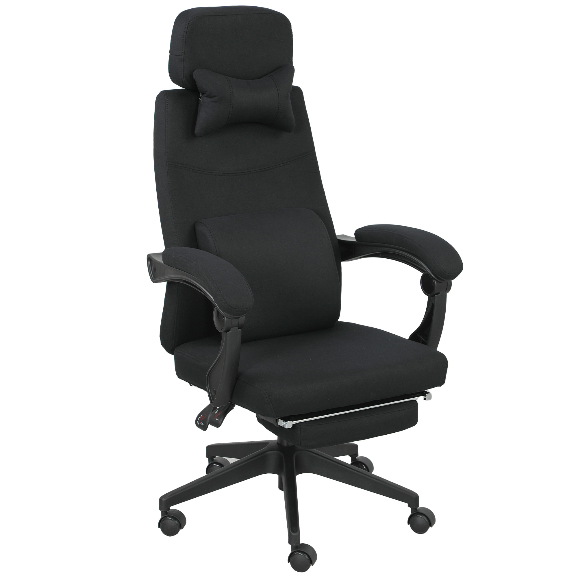 Vinsetto Fauteuil de bureau chaise de bureau grand confort dossier réglable repose-pied roulettes 360° lin 62 x 68 x 127 cm noir