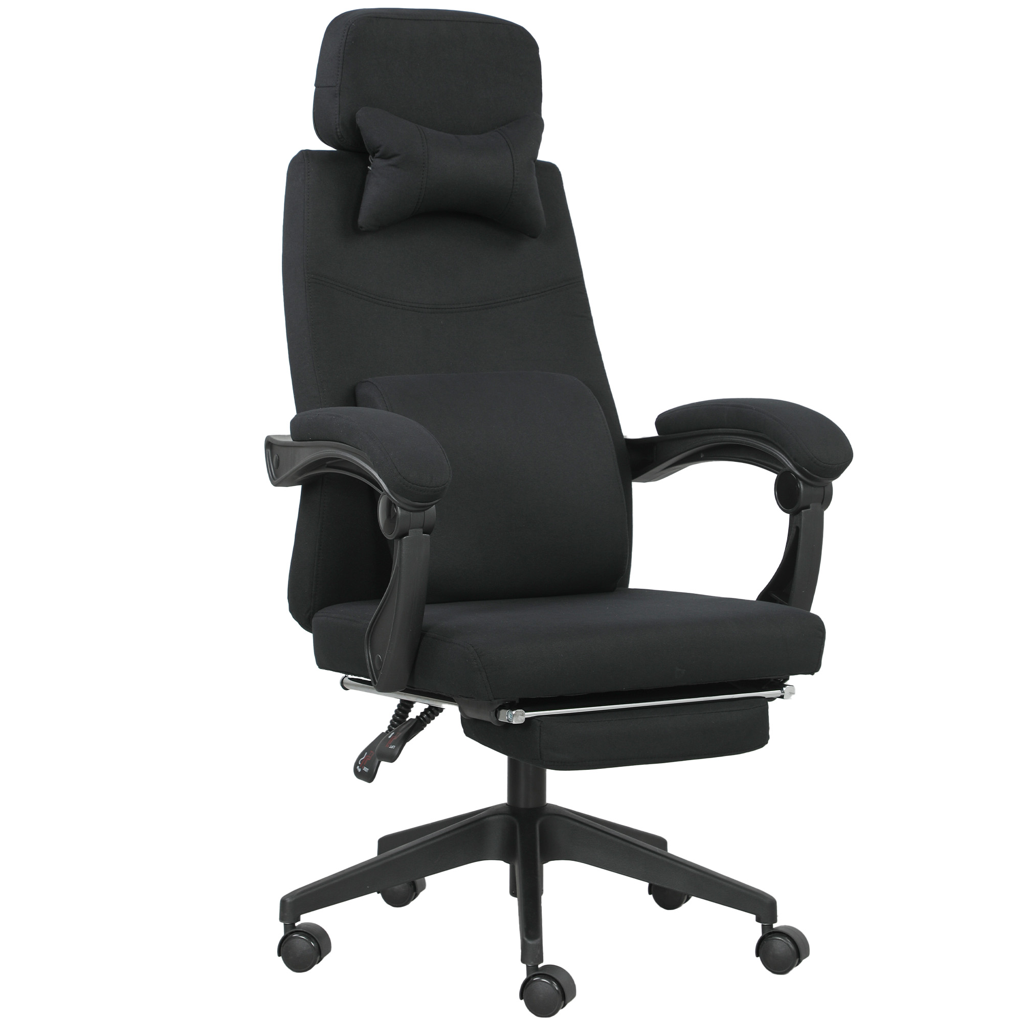 Vinsetto Silla de oficina silla de oficina gran comodidad respaldo ajustable reposapiés ruedas 360° tela de lino 62 x 68 x 127 cm negro