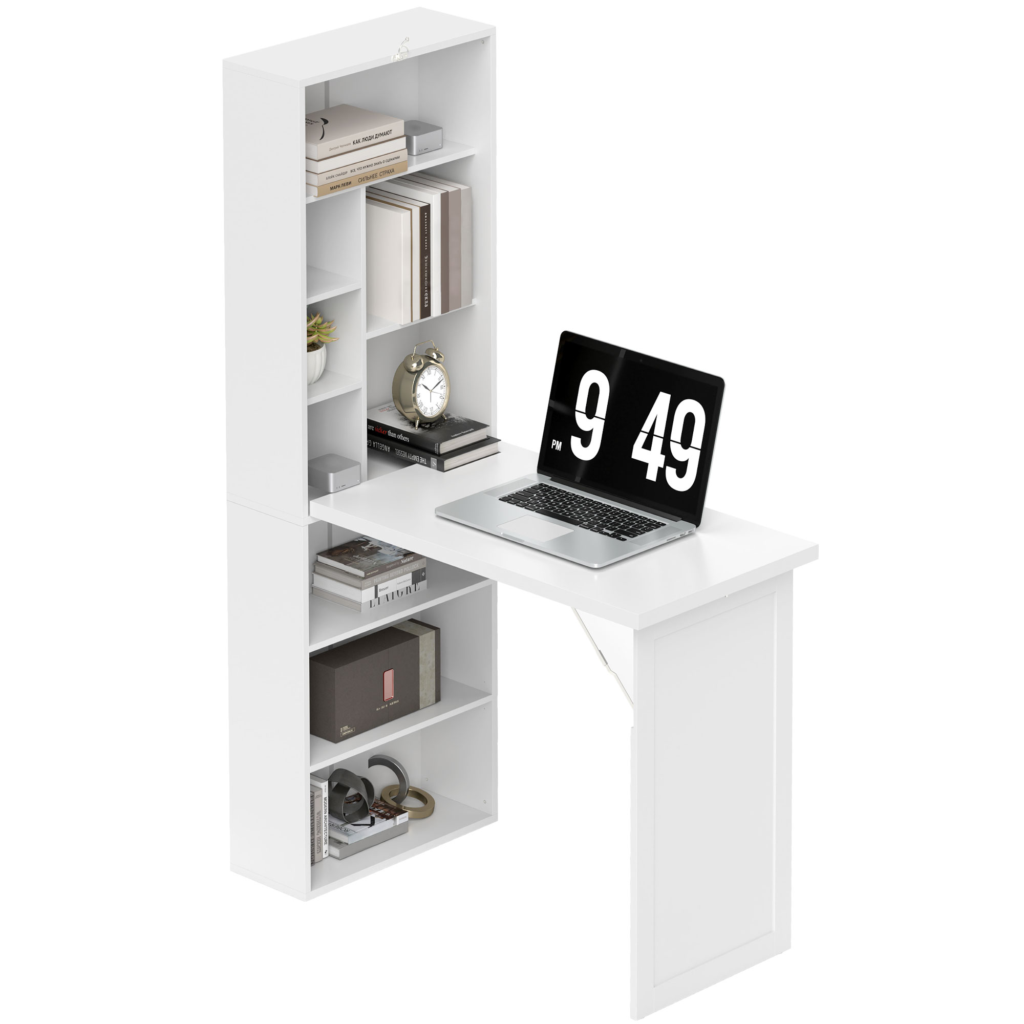 Mesa De Ordenador Con Ruedas Y Tablero Abatible - 130 Cm, Con Cajón Y Armario, Ideal Para Espacios Pequeños