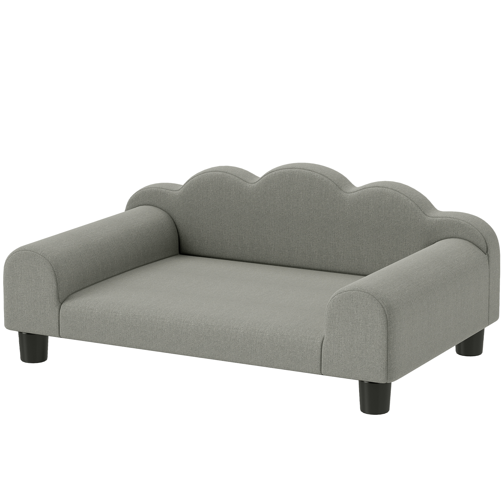 Comparer les prix de PawHut Canapé pour Chiens avec Accoudoirs de Support, en Bois et Tissu French Terry, 66x42x28.5 cm, Gris