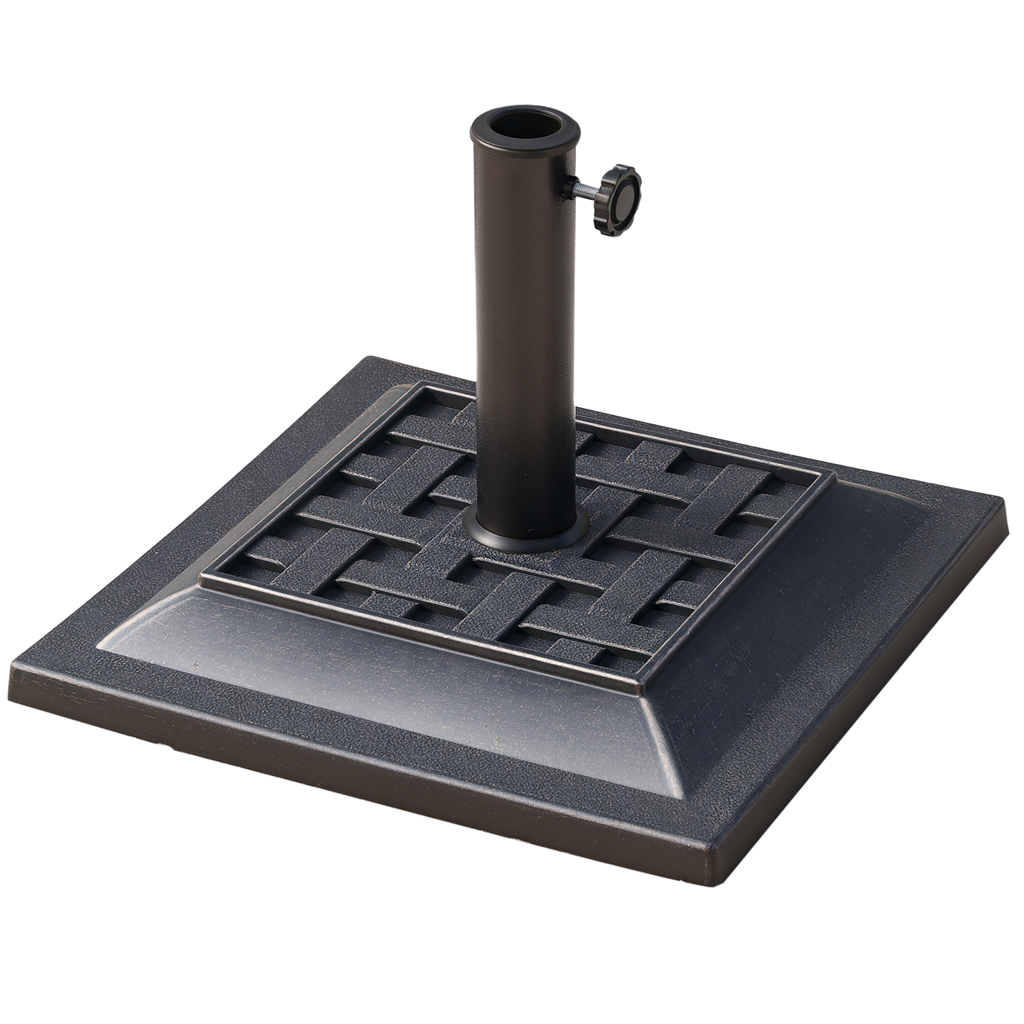 Outsunny Basamento Ombrellone da Giardino, Resina e Acciaio, Stile Vintage, 44x44x32cm, Design Antico, Nero e Bronzo Aosom