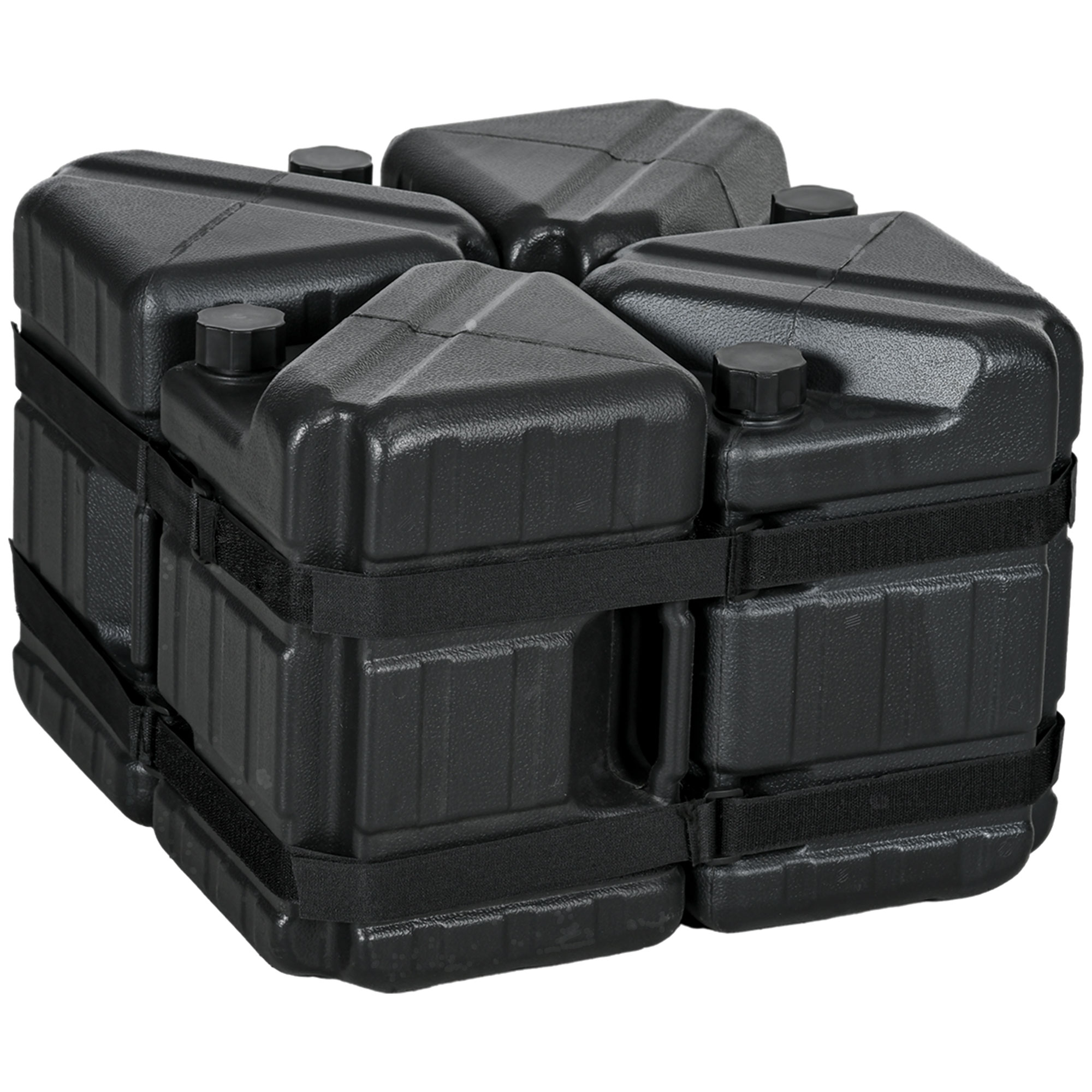 Outsunny HDPE Gazebo Weights Set of 4, Water or Sand Filled Weights for Gazebo Legs, with Built-in Handles and Secure Straps