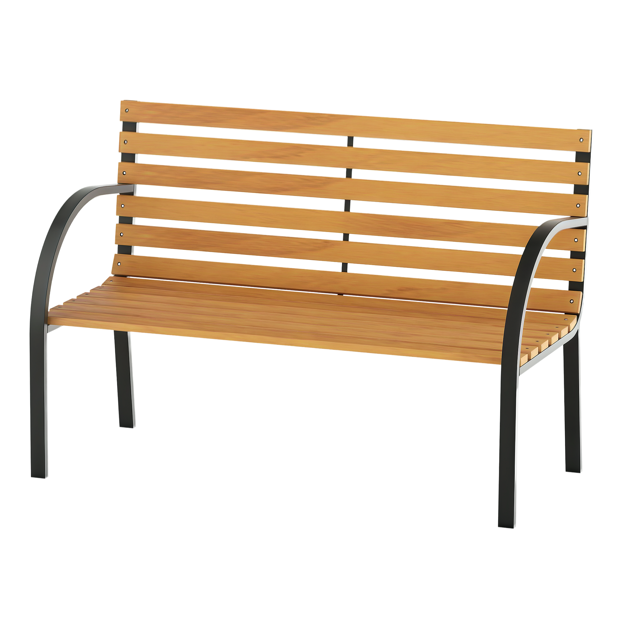 Outsunny Gartenbank 2-Sitzer Parkbank aus Stahl und Kiefernholz, natürliche günstig online kaufen