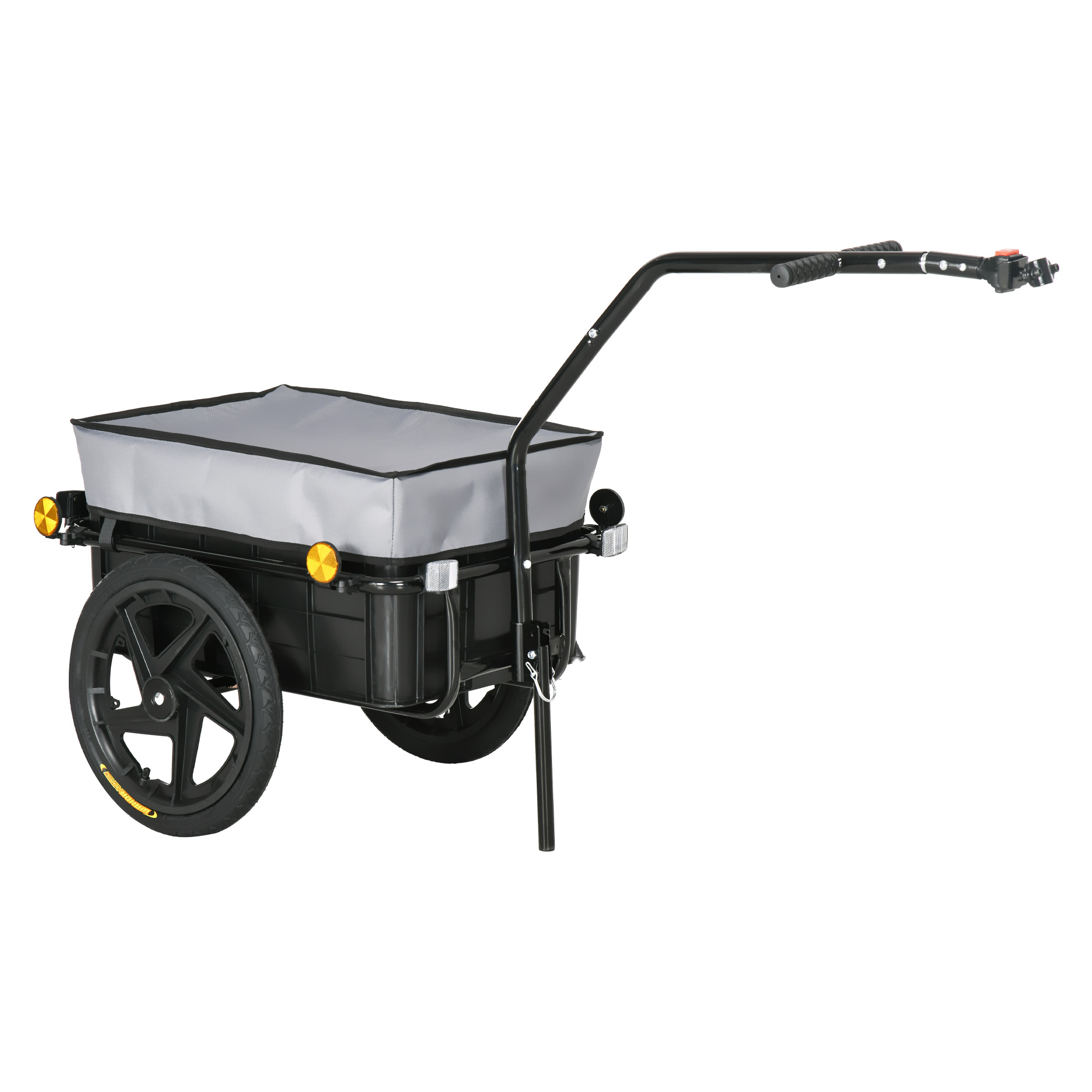 Remorque vélo cargo HOMCOM transport 70L en acier noir avec attelage Remorque vélo cargo HOMCOM transport 70L en acier noir avec attelage